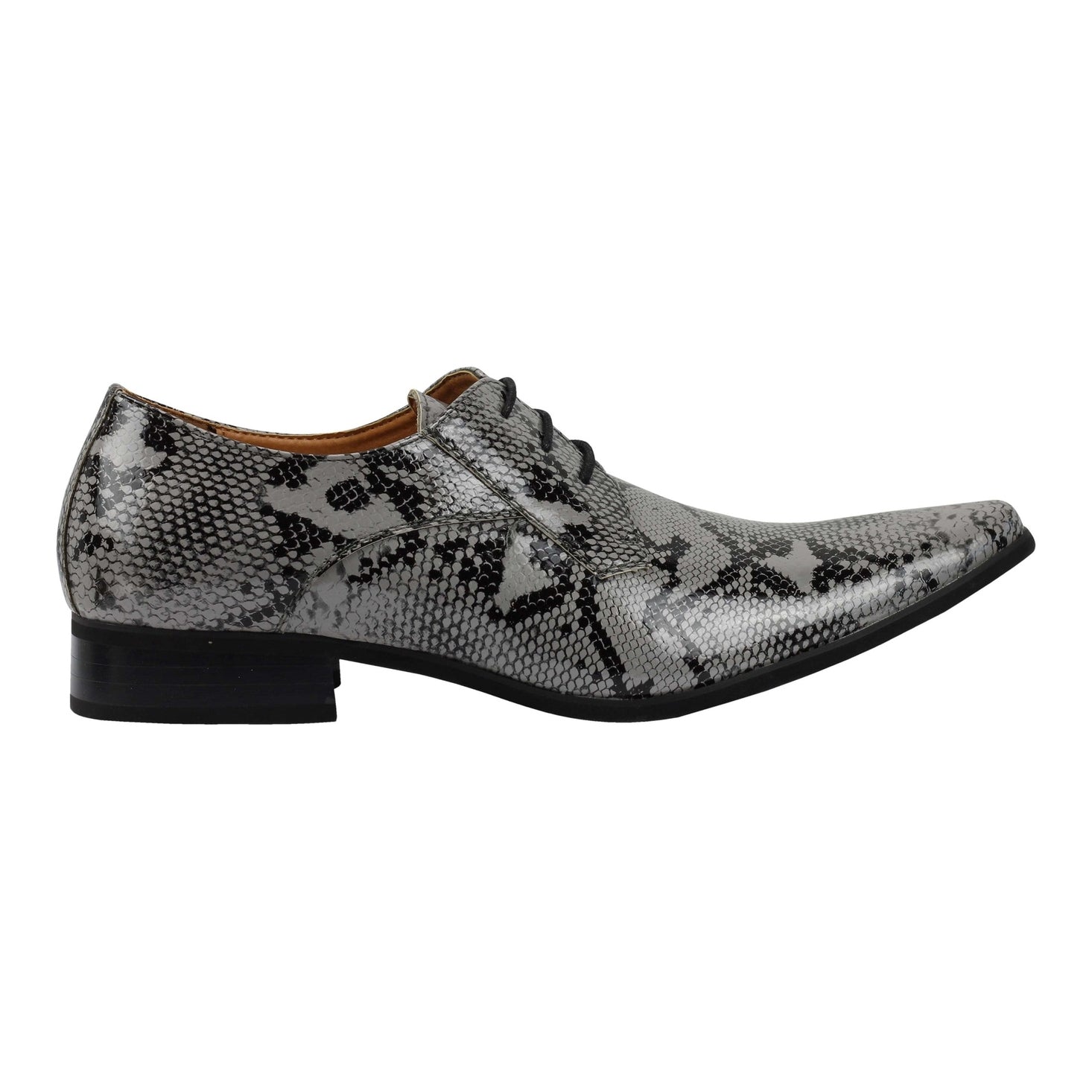MENS LEATHER LINED SNAKE SKIN PRINT SHINY PATENT LEATHER SMART PARTY RETRO SHOES