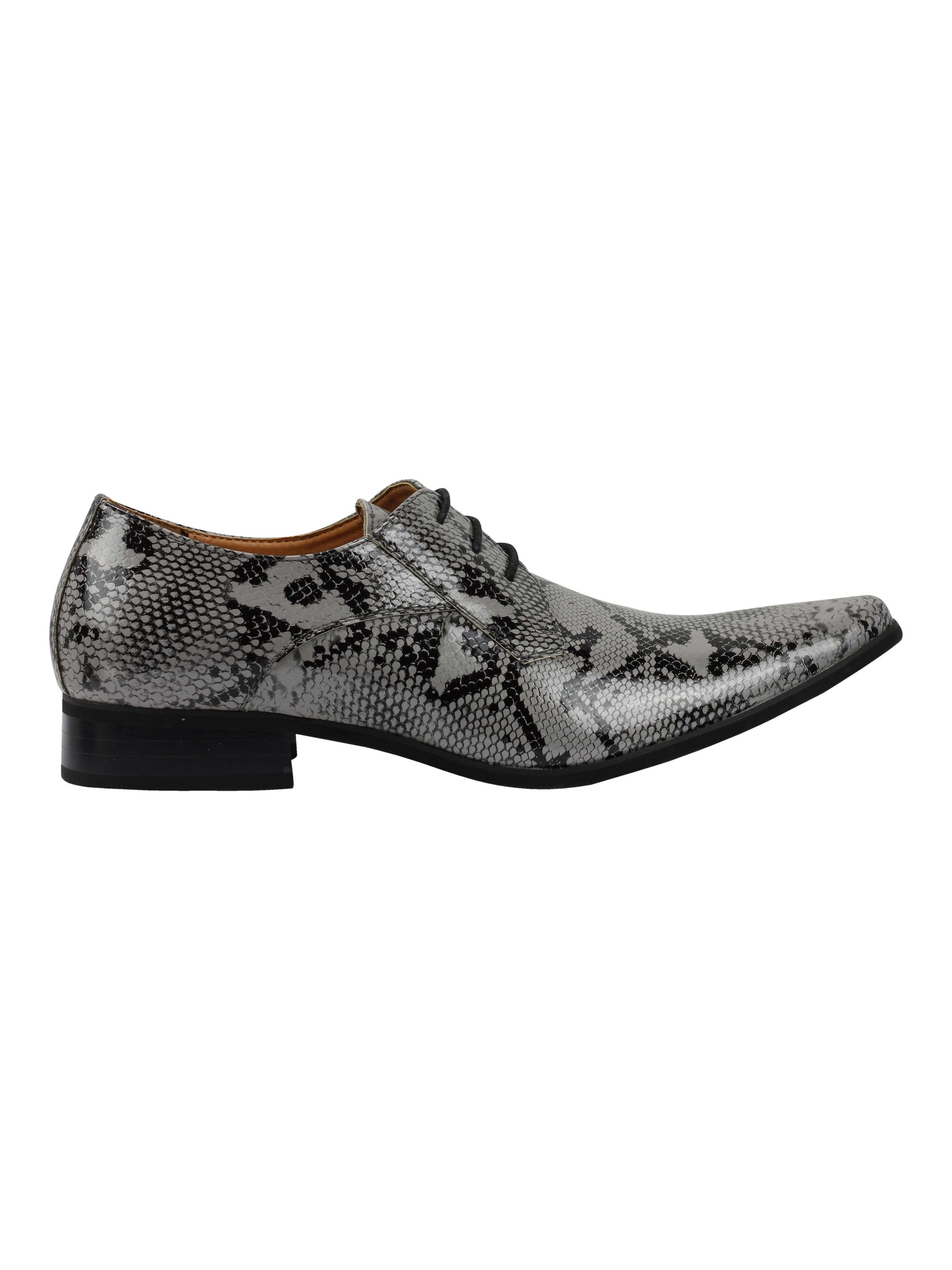 MENS LEATHER LINED SNAKE SKIN PRINT SHINY PATENT LEATHER SMART PARTY RETRO SHOES