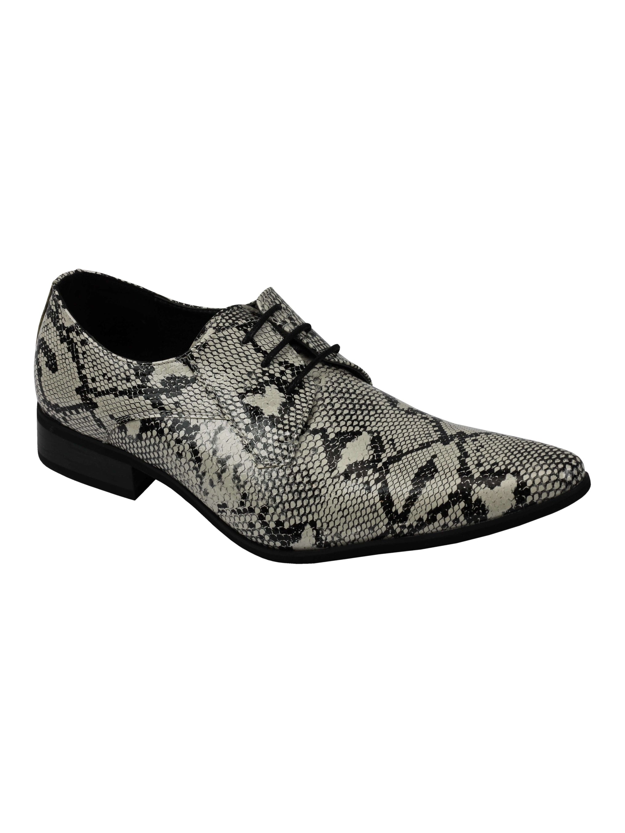 MENS LEATHER LINED SNAKE SKIN PRINT SHINY PATENT LEATHER SMART PARTY RETRO SHOES