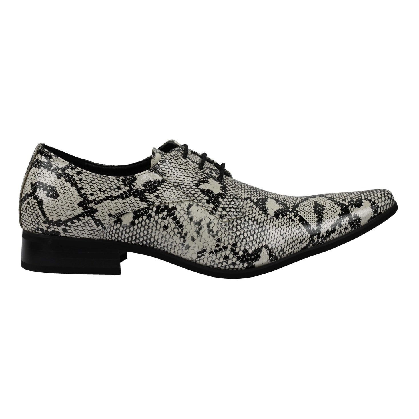 MENS LEATHER LINED SNAKE SKIN PRINT SHINY PATENT LEATHER SMART PARTY RETRO SHOES