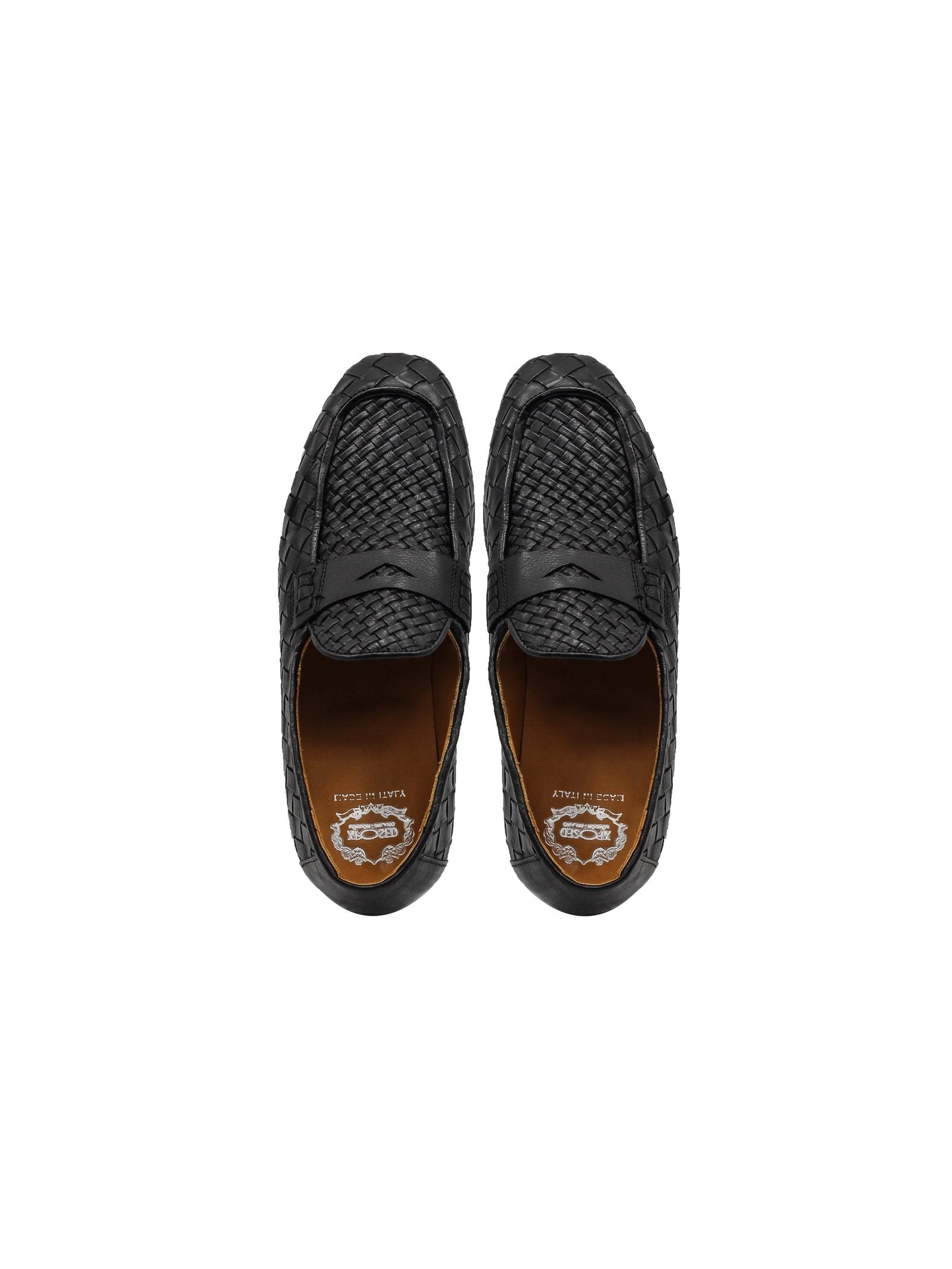 BLACK WOVEN PENNY LOAFER