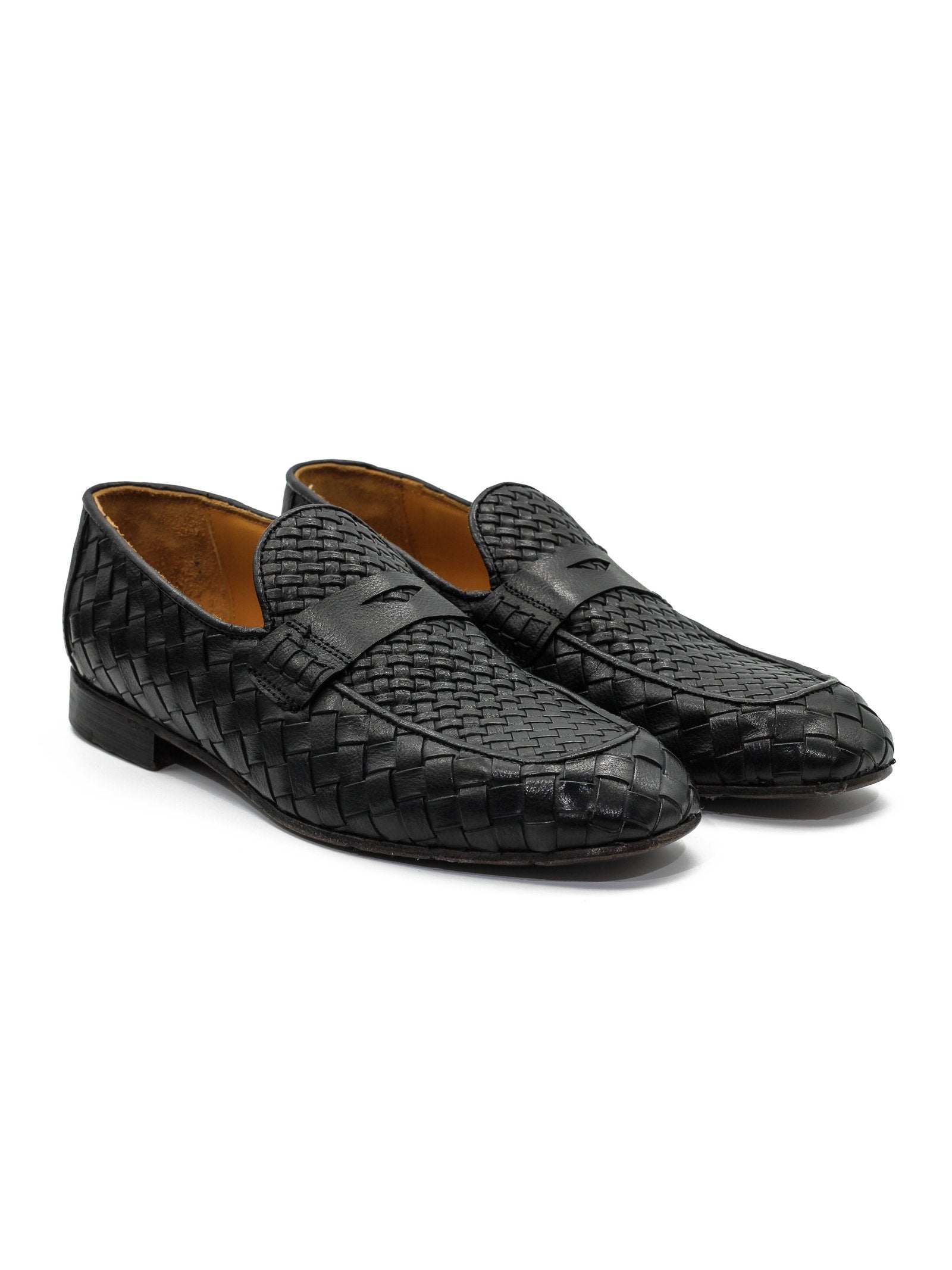 BLACK WOVEN PENNY LOAFER