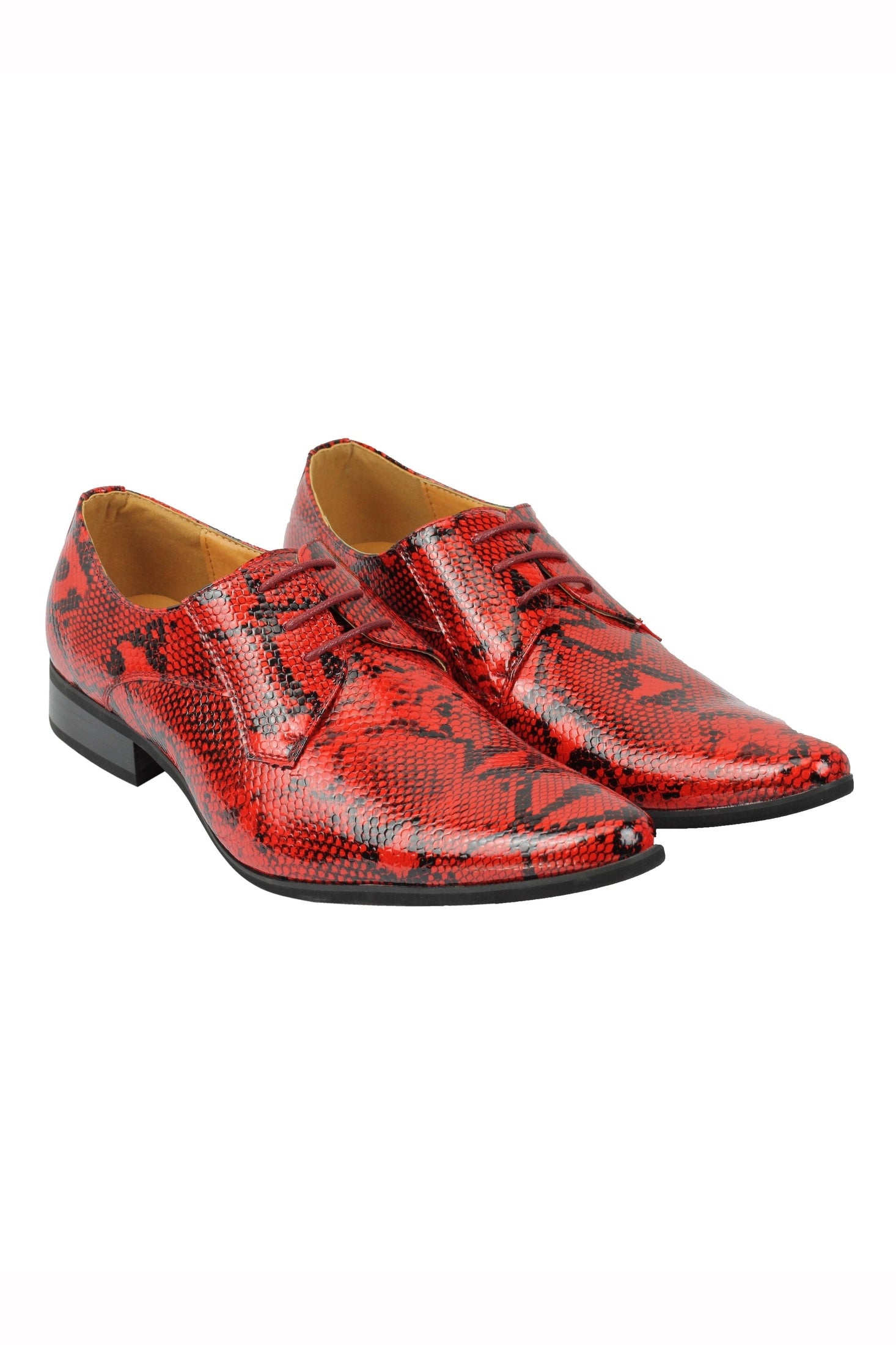 MENS LEATHER LINED SNAKE SKIN PRINT SHINY PATENT LEATHER SMART PARTY RETRO SHOES
