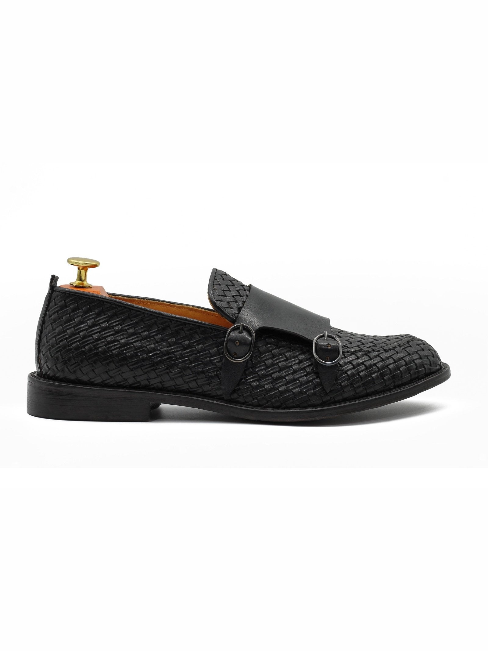 FLORENCE - BLACK WOVEN DOUBLE BUCKLE MONK
