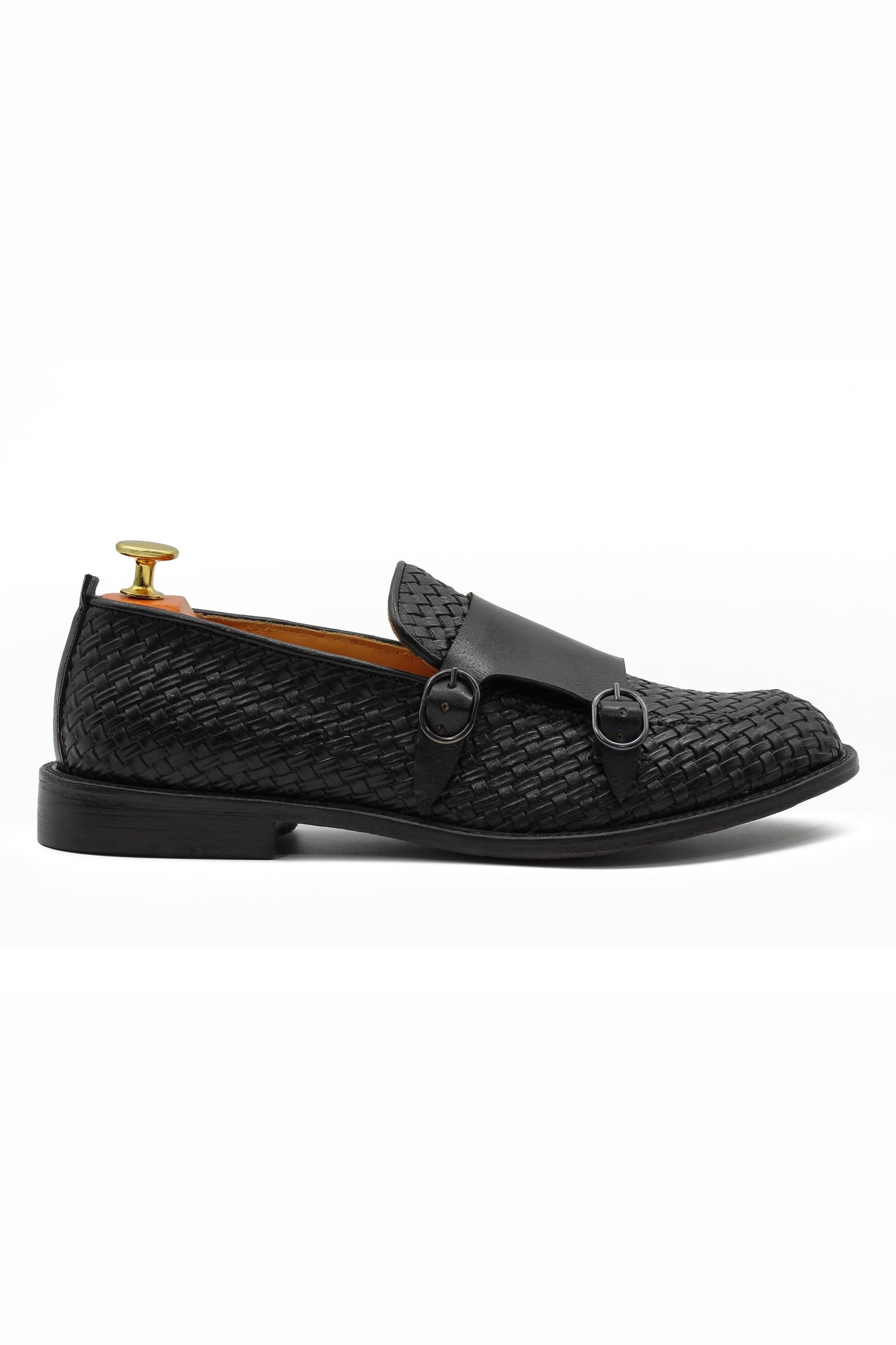 FLORENCE - BLACK WOVEN DOUBLE BUCKLE MONK
