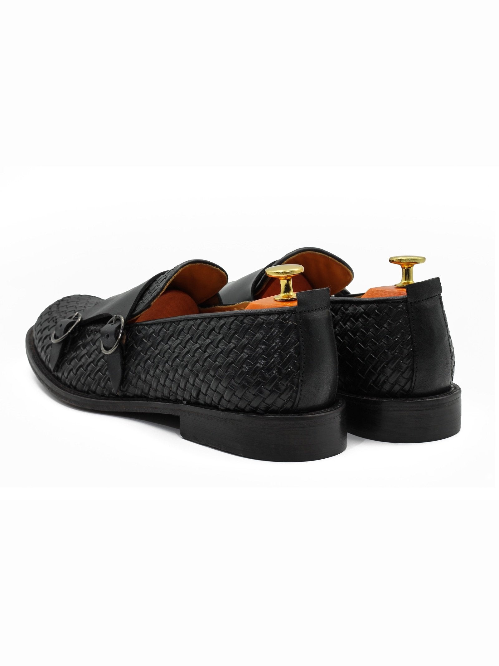 FLORENCE - BLACK WOVEN DOUBLE BUCKLE MONK