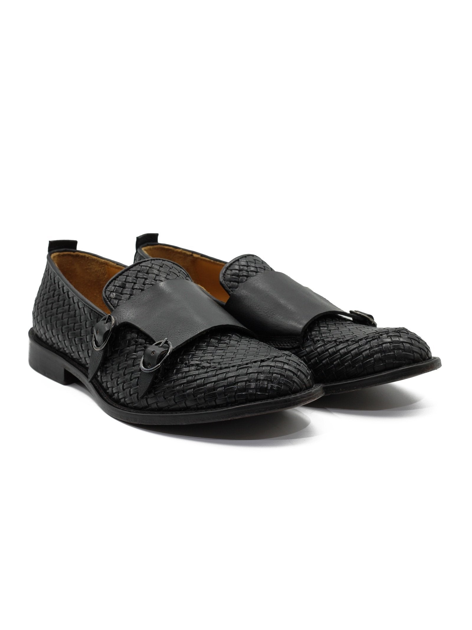 FLORENCE - BLACK WOVEN DOUBLE BUCKLE MONK