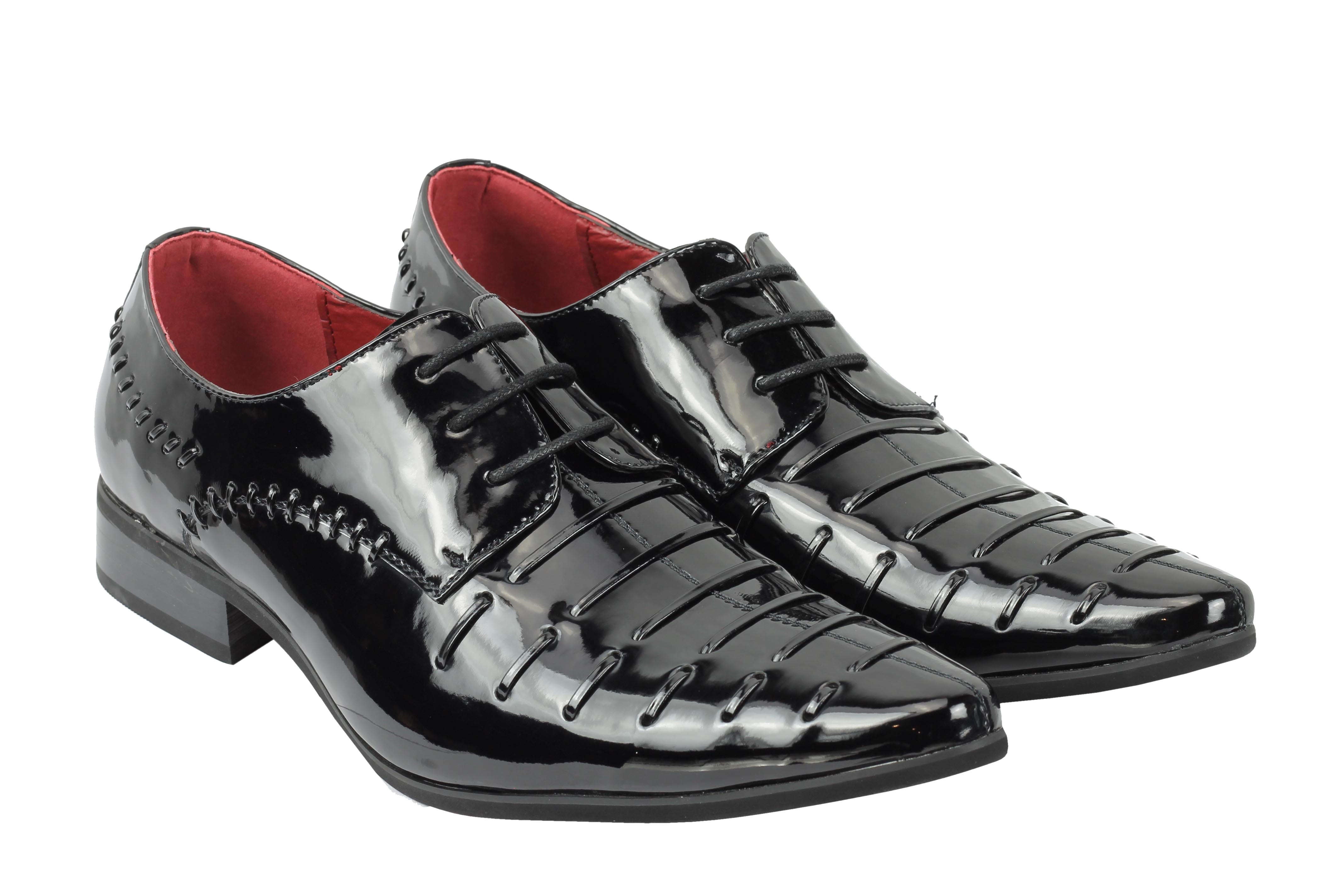 MENS SMART FORMAL SHINY PATENT LEATHER OXFORD LACE UP WEDDING WORK SHOES UK SIZE