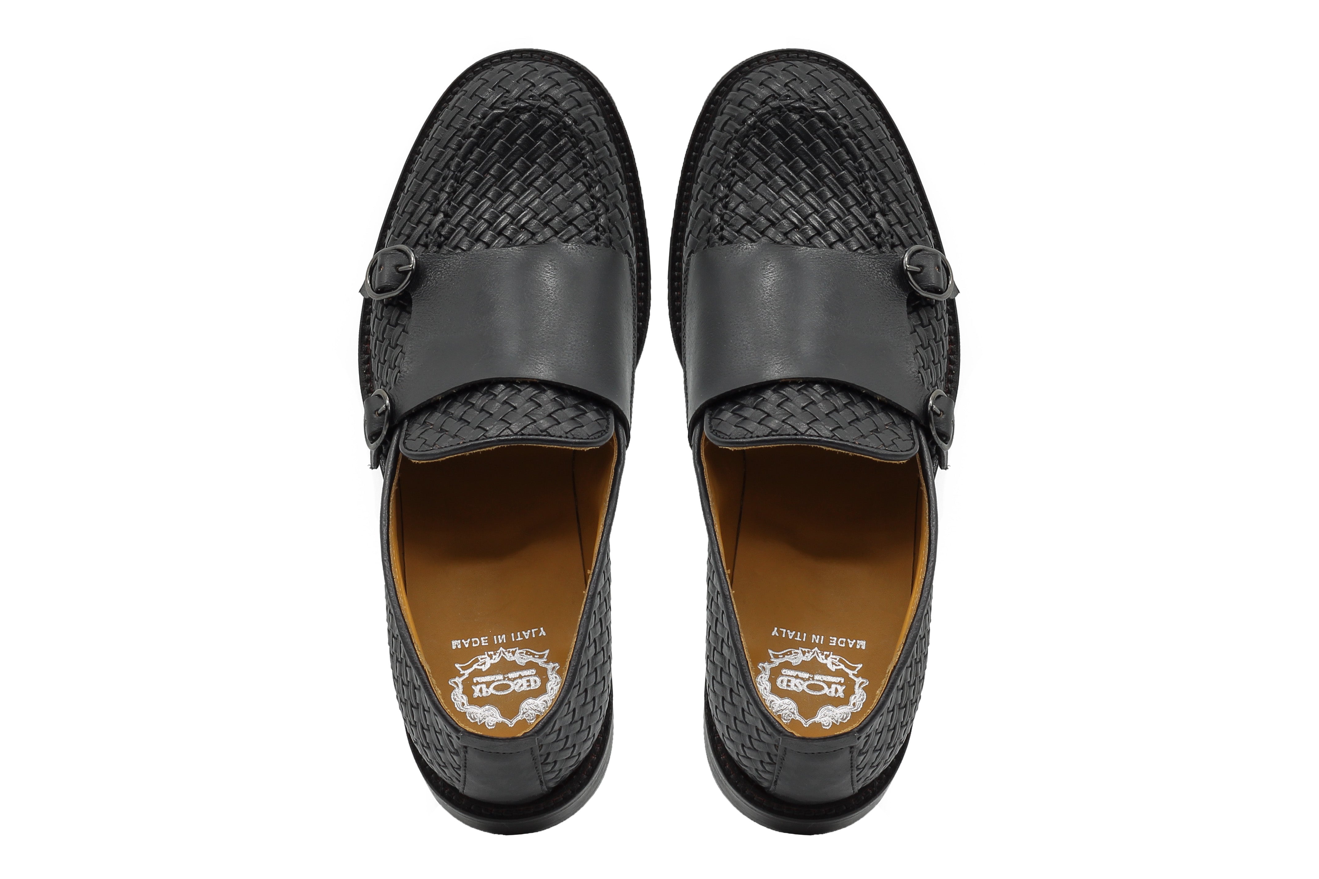 FLORENCE - BLACK WOVEN DOUBLE BUCKLE MONK