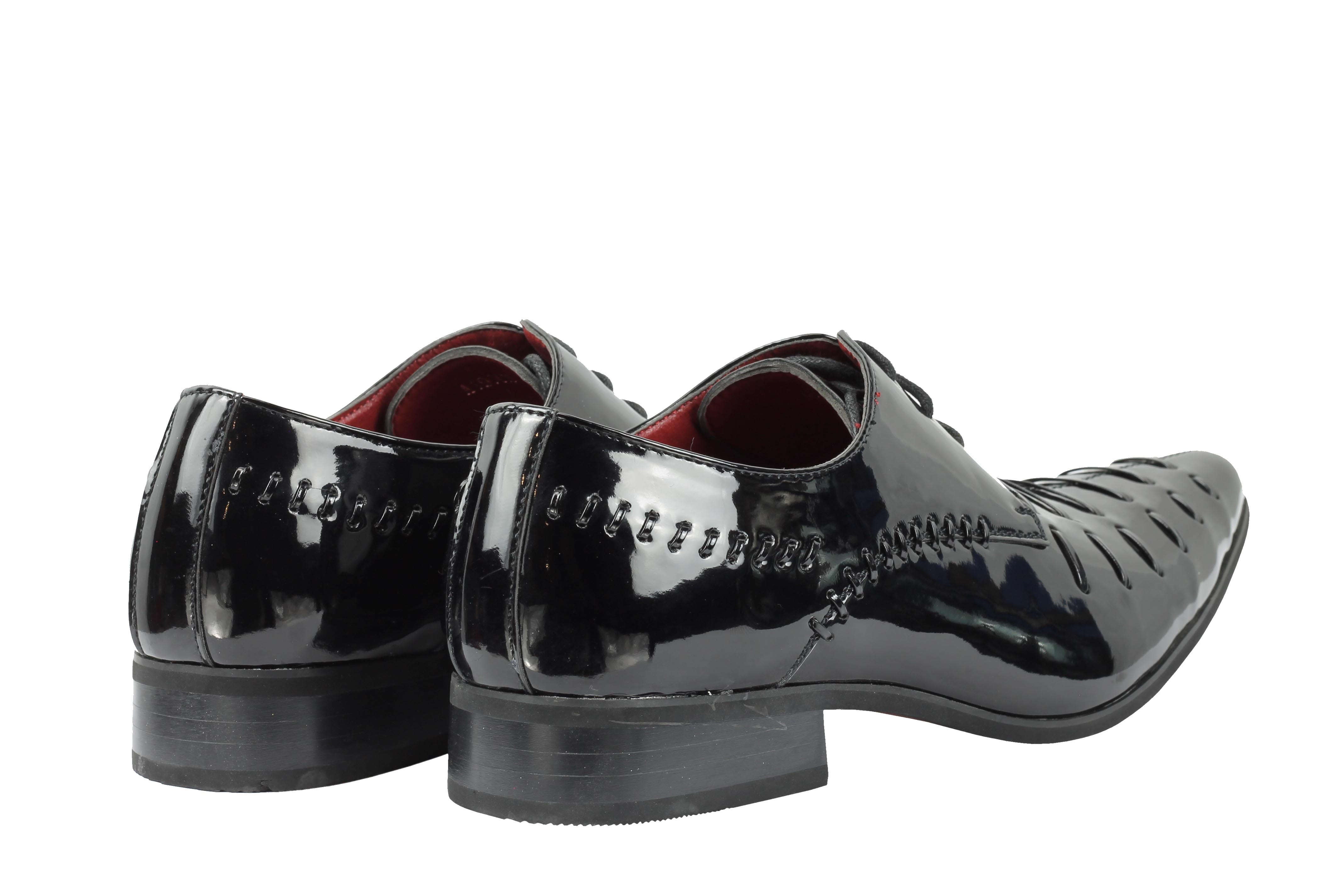 MENS SMART FORMAL SHINY PATENT LEATHER OXFORD LACE UP WEDDING WORK SHOES UK SIZE