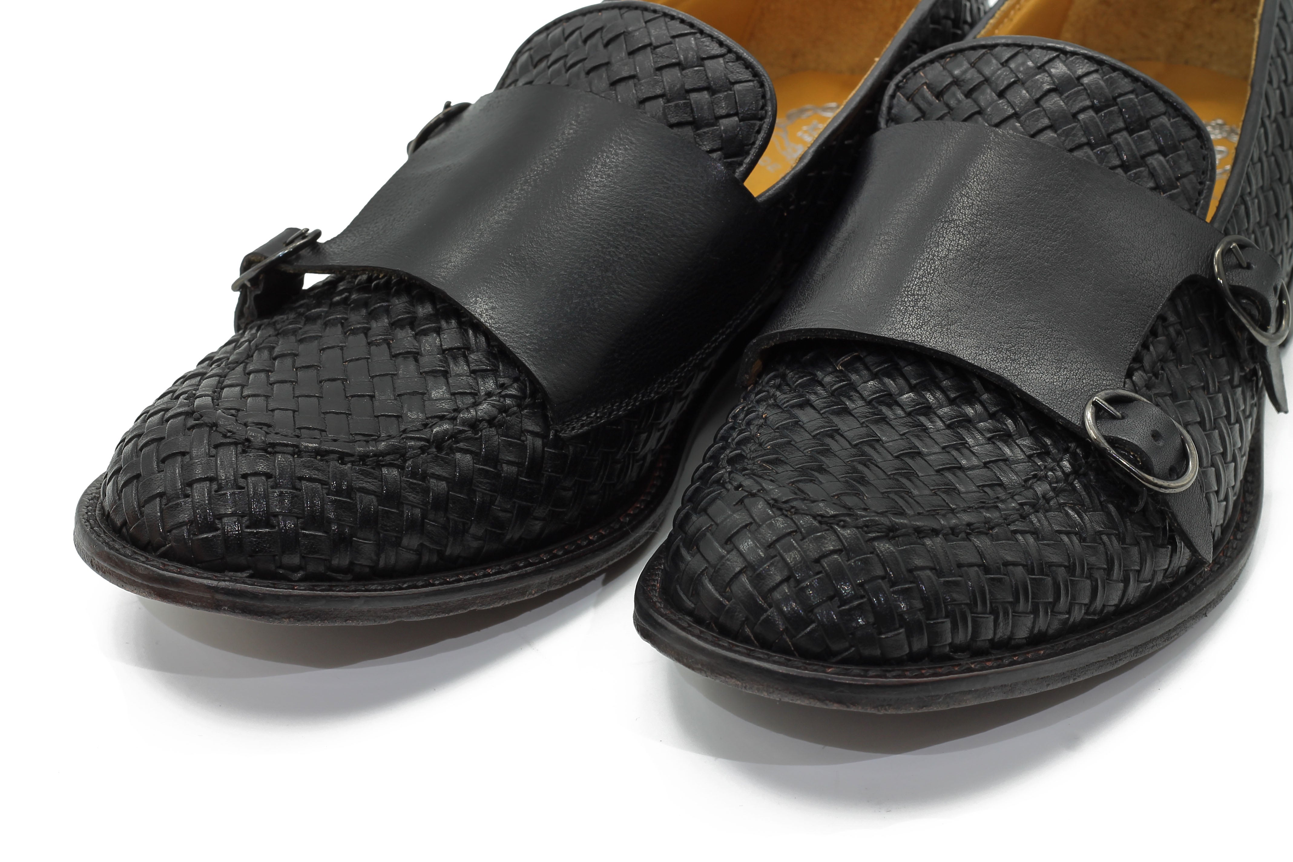 FLORENCE - BLACK WOVEN DOUBLE BUCKLE MONK