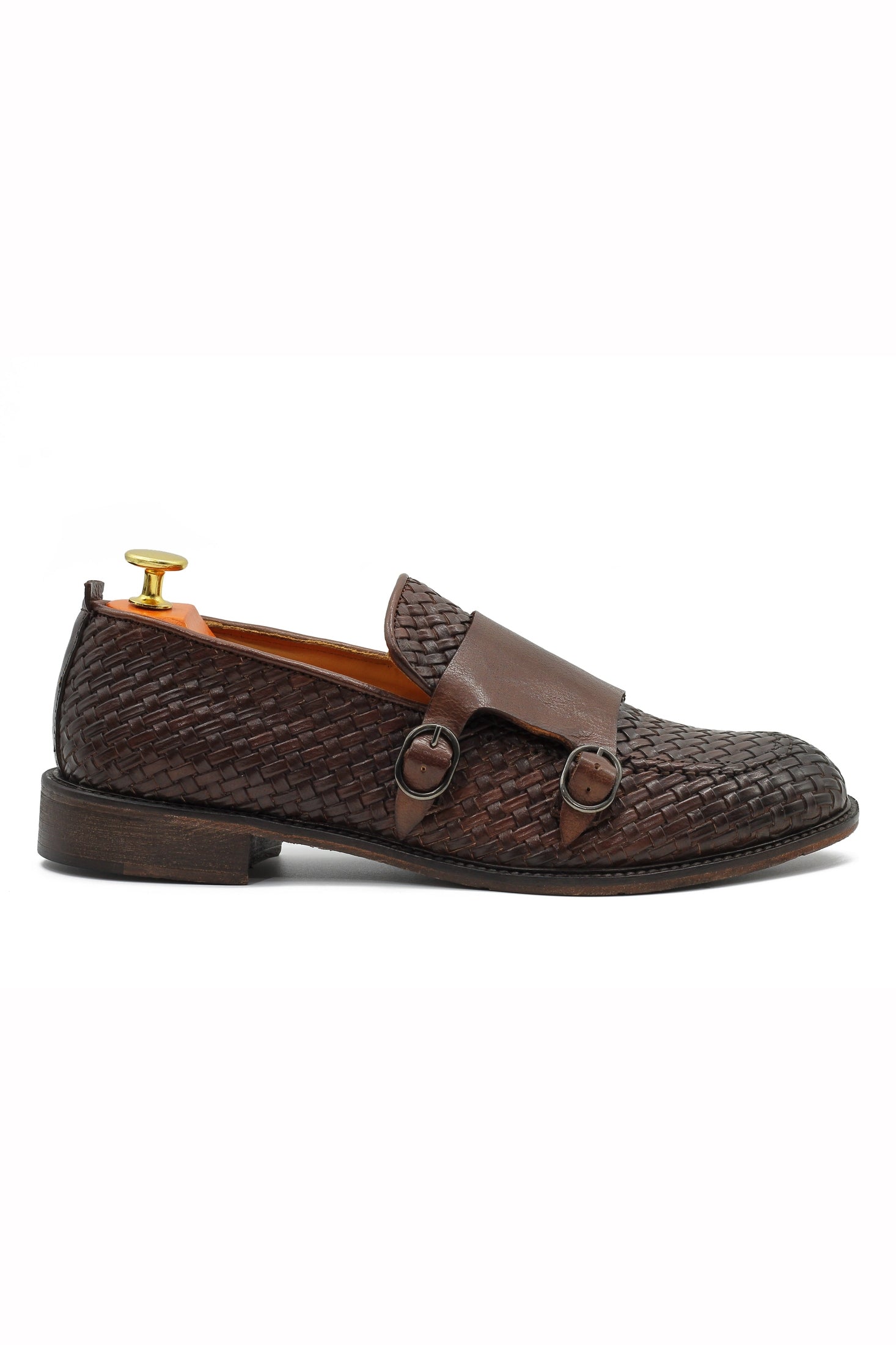 FLORENCE - BROWN WOVEN DOUBLE BUCKLE MONK