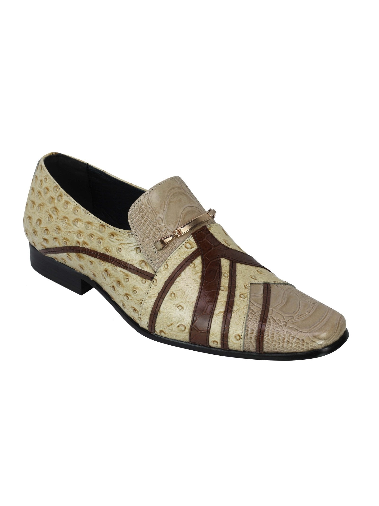 Real Leather Buckled Cream Shoes