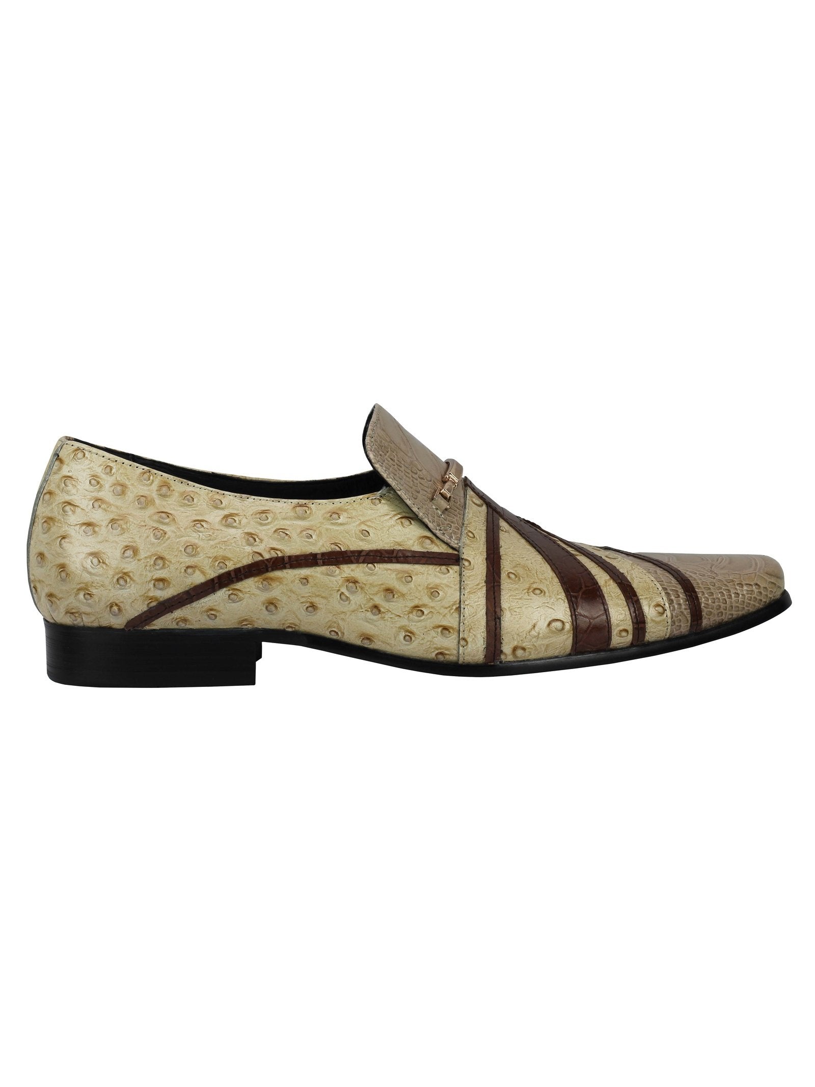 Real Leather Buckled Cream Shoes