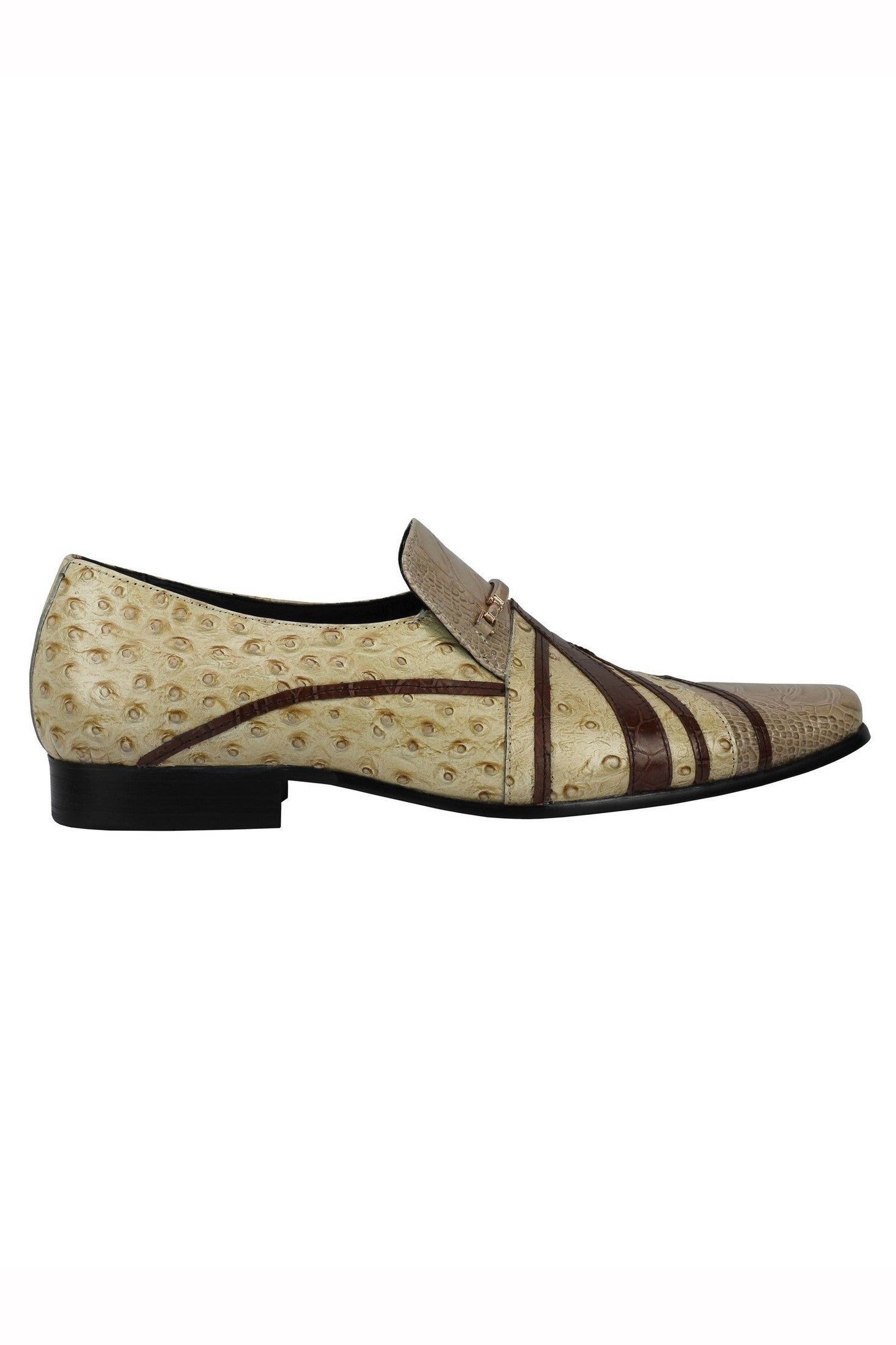 Real Leather Buckled Cream Shoes