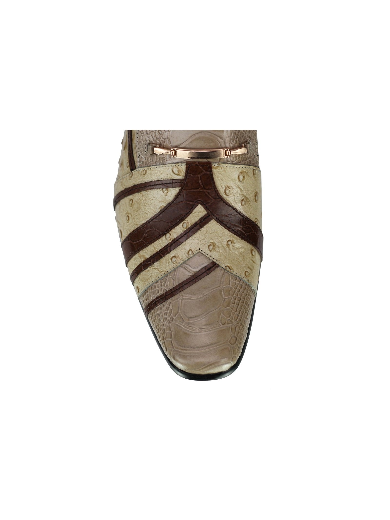 Real Leather Buckled Cream Shoes