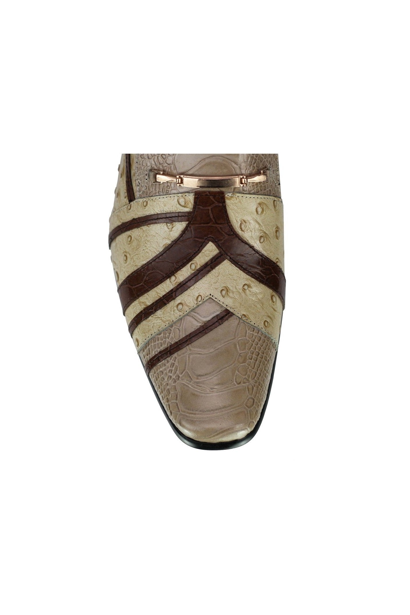 Real Leather Buckled Cream Shoes