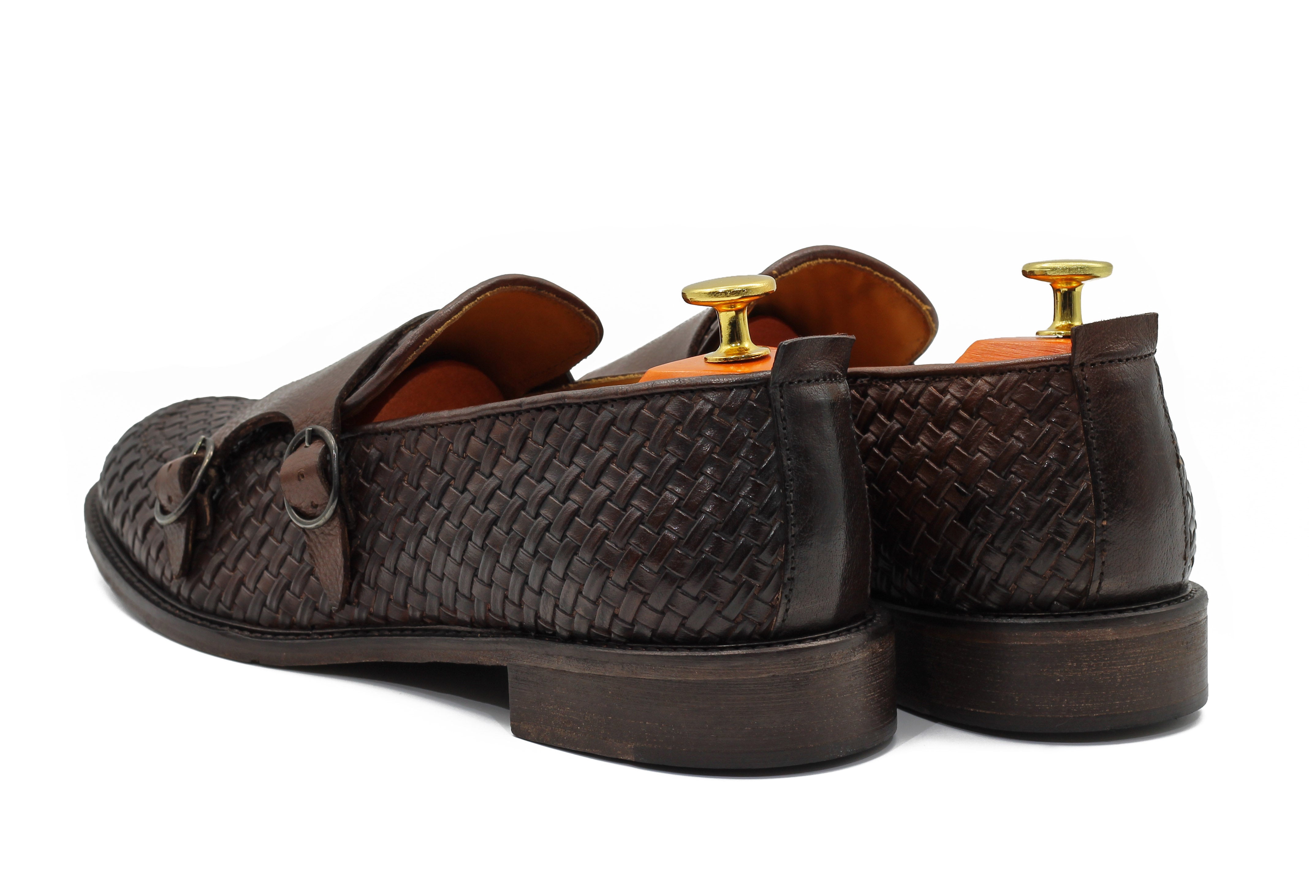 FLORENCE - BROWN WOVEN DOUBLE BUCKLE MONK