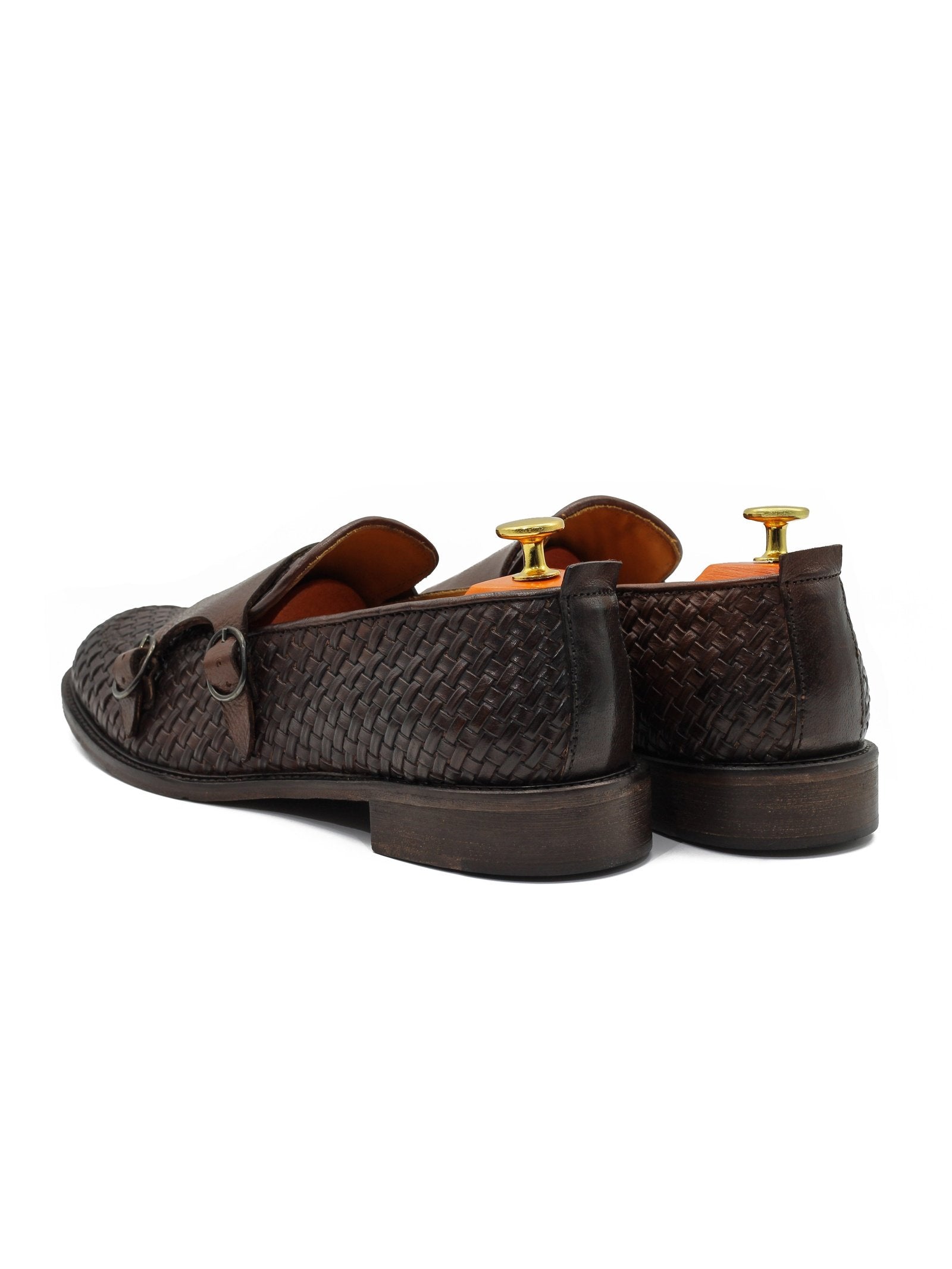 FLORENCE - BROWN WOVEN DOUBLE BUCKLE MONK