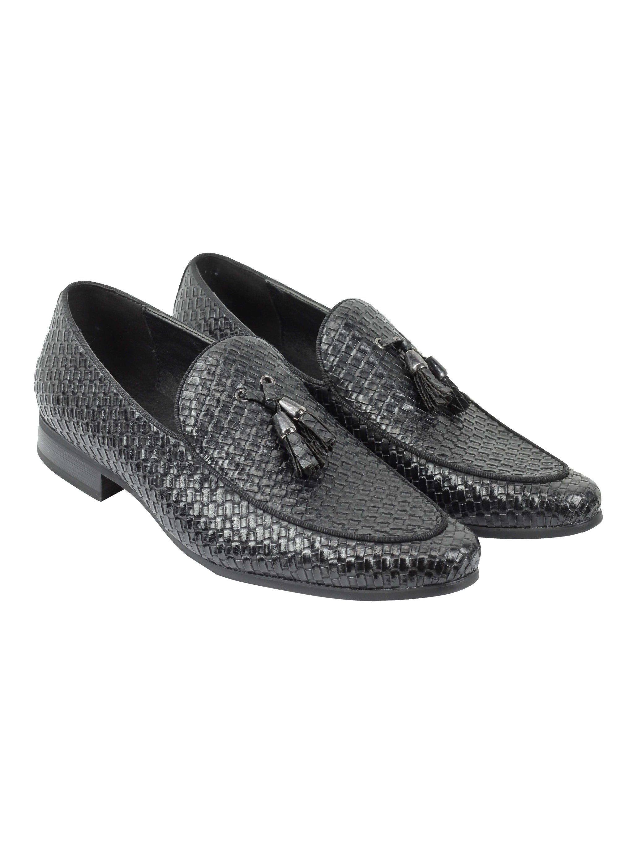 MENS VINTAGE WOVEN LEATHER LINED TASSEL MOCCASIN LOAFERS RETRO SMART CASUAL SHOES