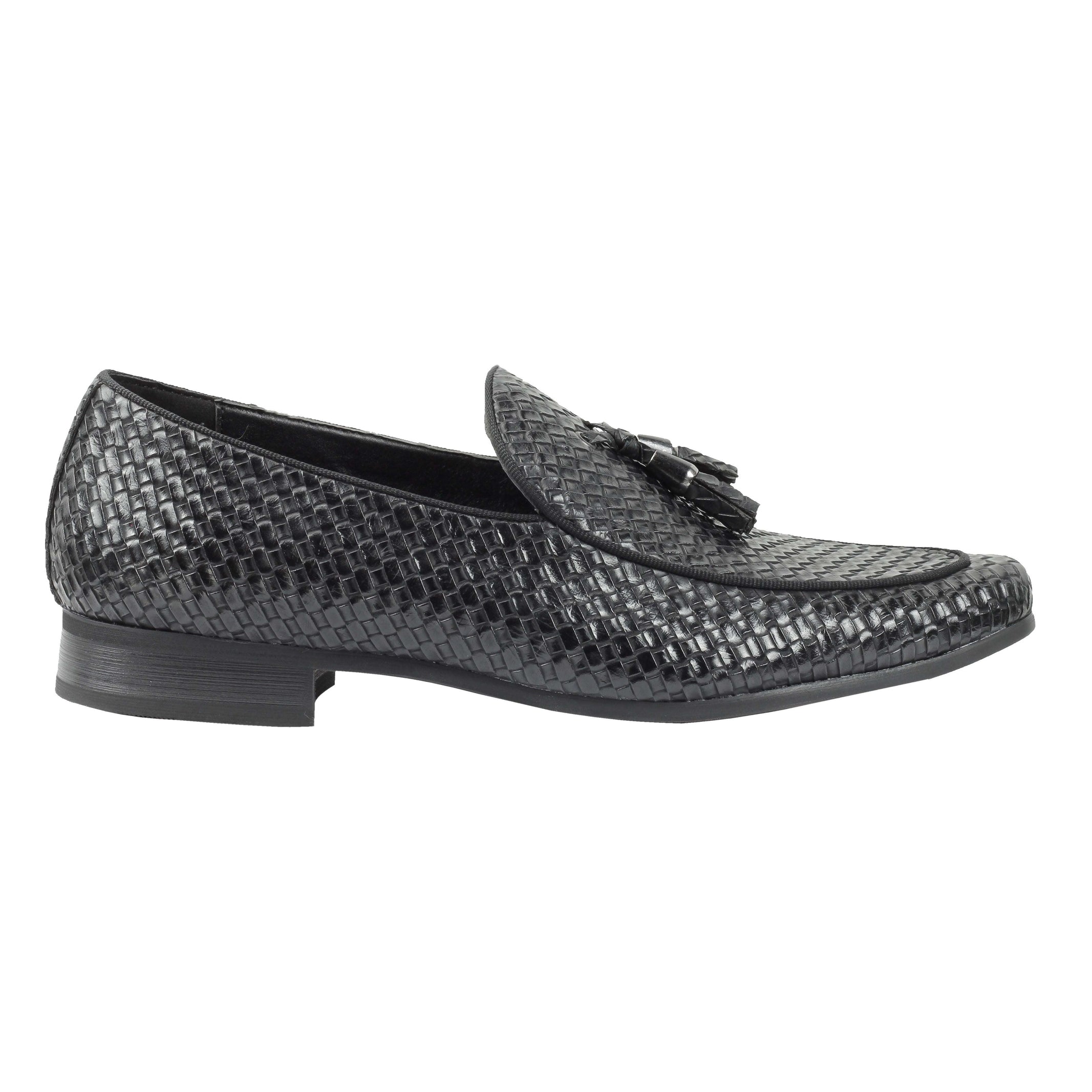 MENS VINTAGE WOVEN LEATHER LINED TASSEL MOCCASIN LOAFERS RETRO SMART CASUAL SHOES