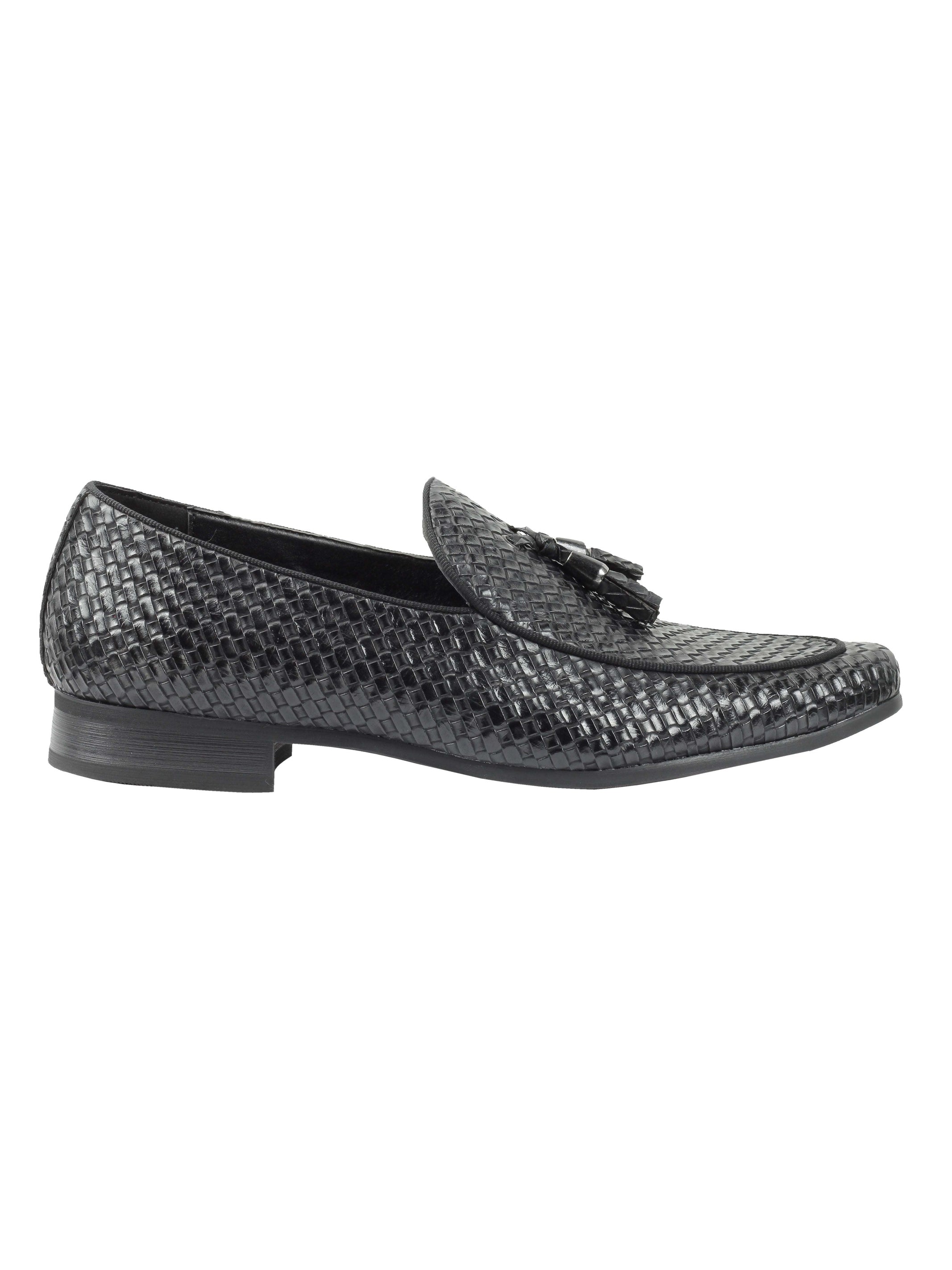 MENS VINTAGE WOVEN LEATHER LINED TASSEL MOCCASIN LOAFERS RETRO SMART CASUAL SHOES