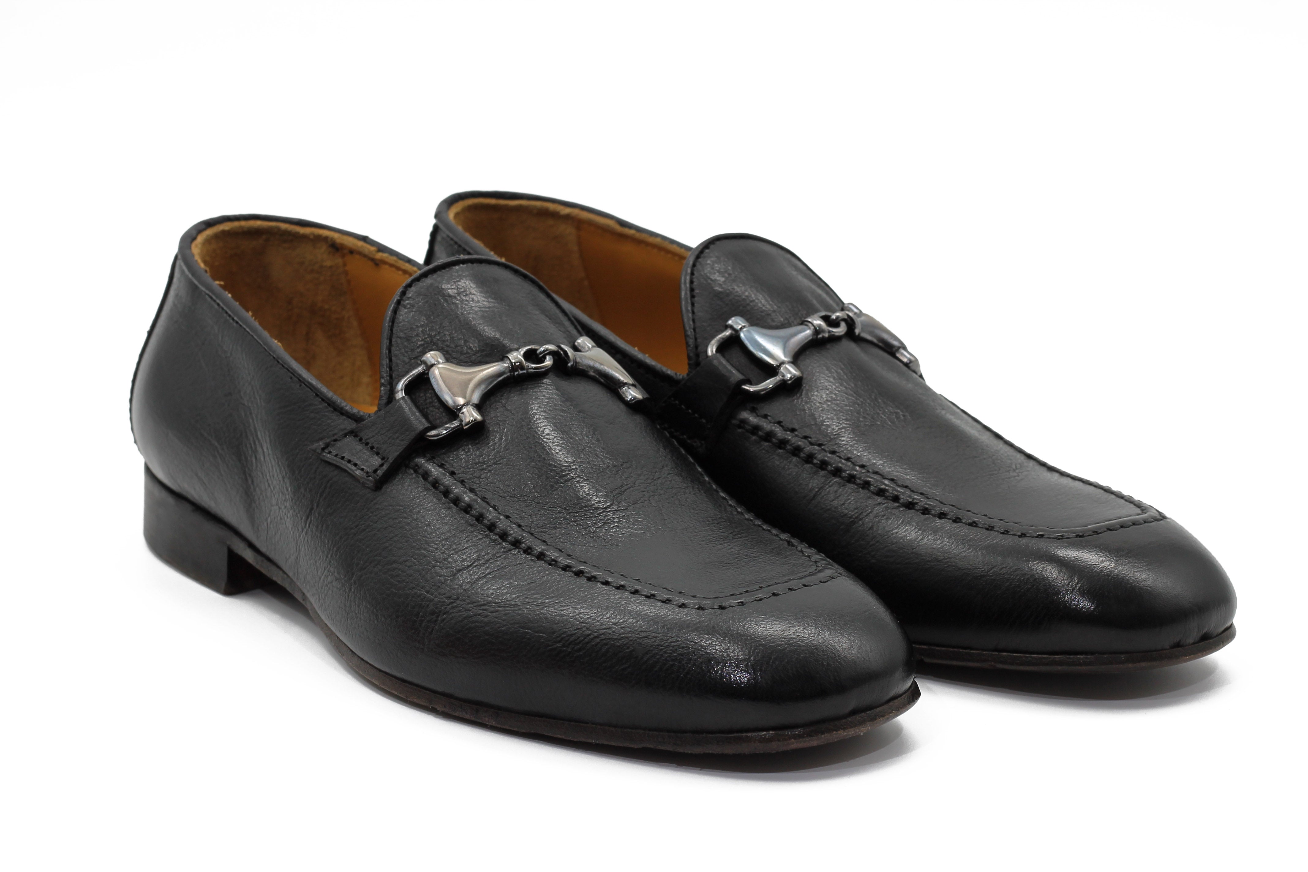 SNAFFLE BIT LOAFER IN BLACK ITALIAN LEATHER