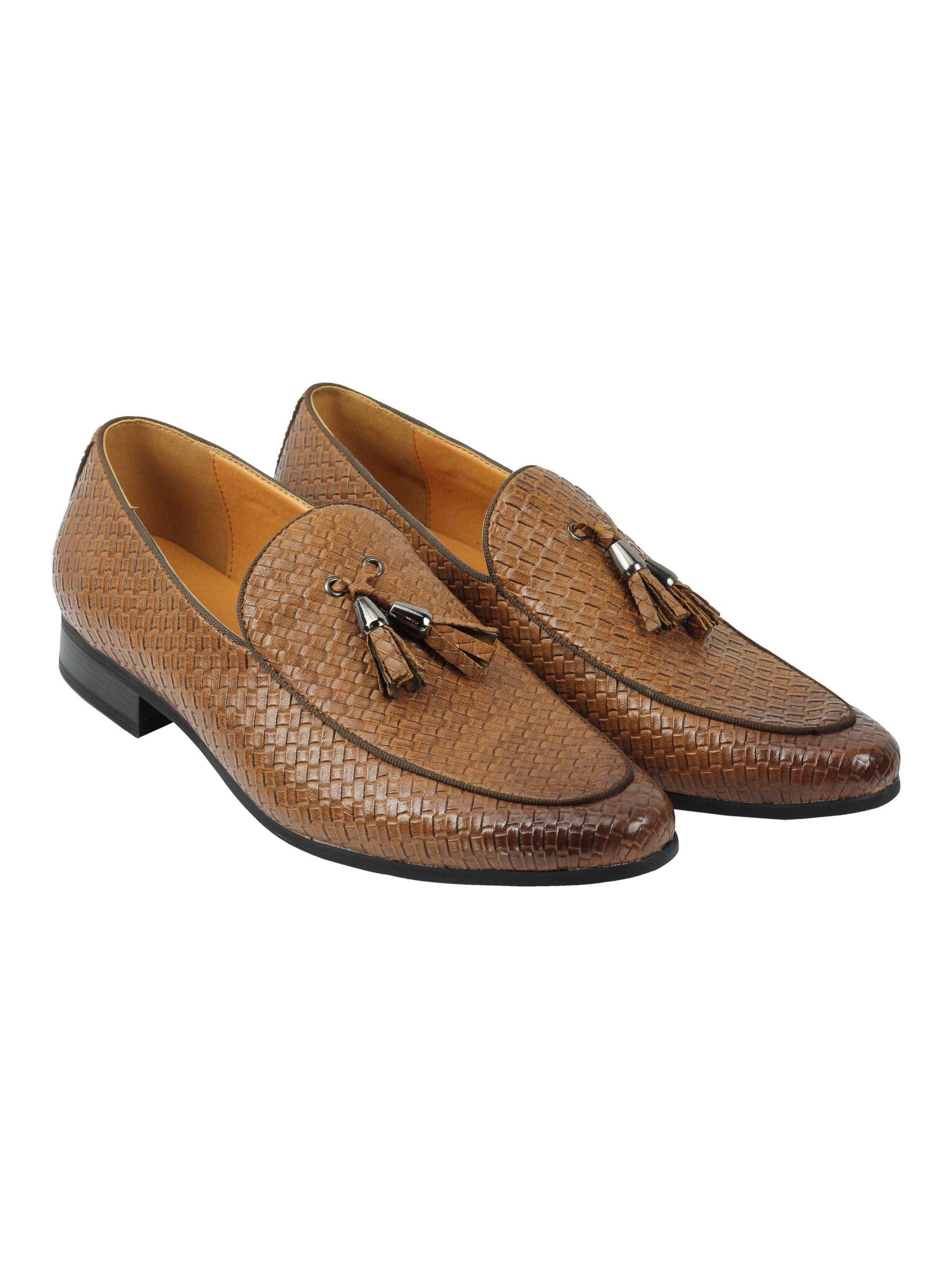 MENS VINTAGE WOVEN LEATHER LINED TASSEL MOCCASIN LOAFERS RETRO SMART CASUAL SHOES