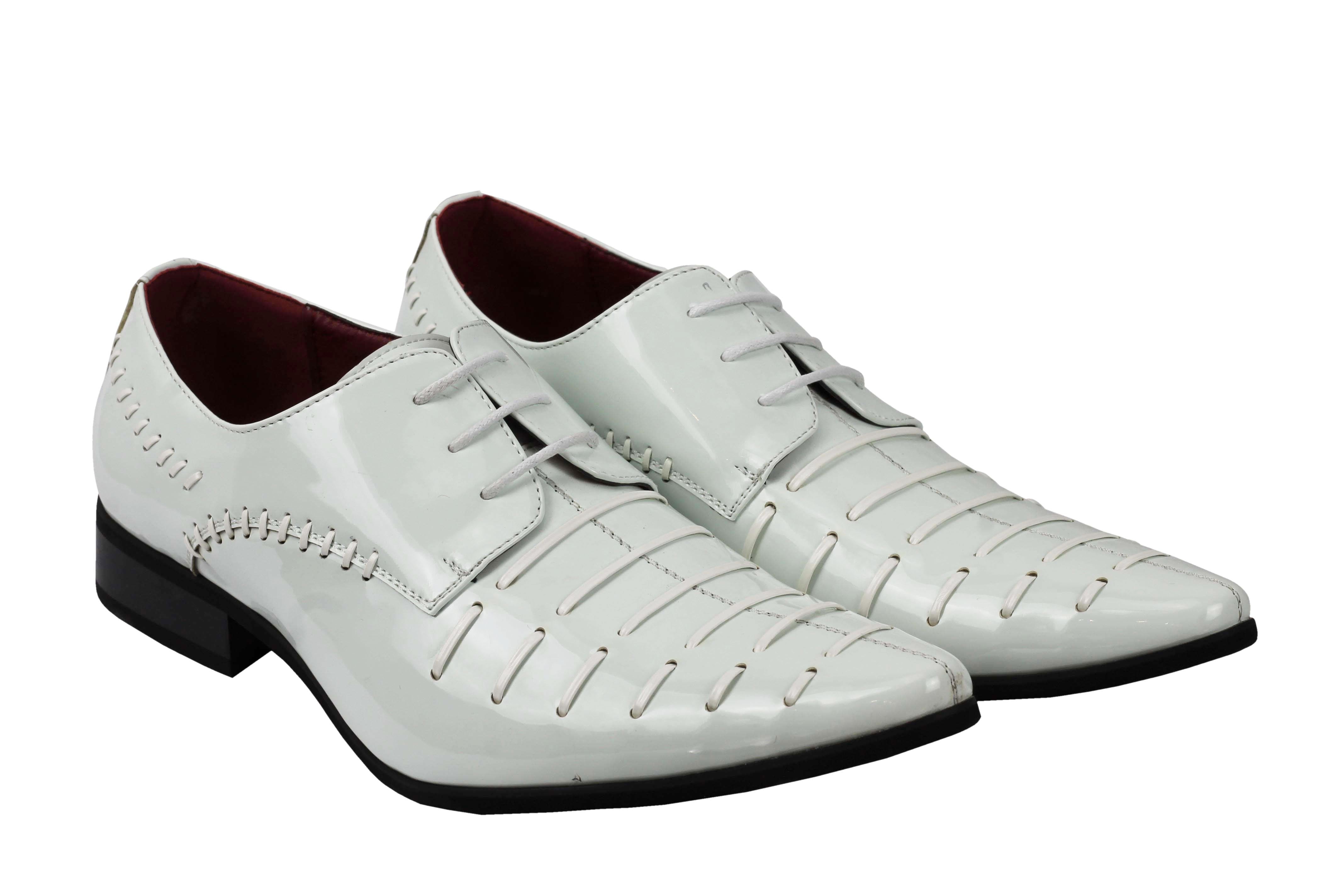 MENS SMART FORMAL SHINY PATENT LEATHER OXFORD LACE UP WEDDING WORK SHOES UK SIZE