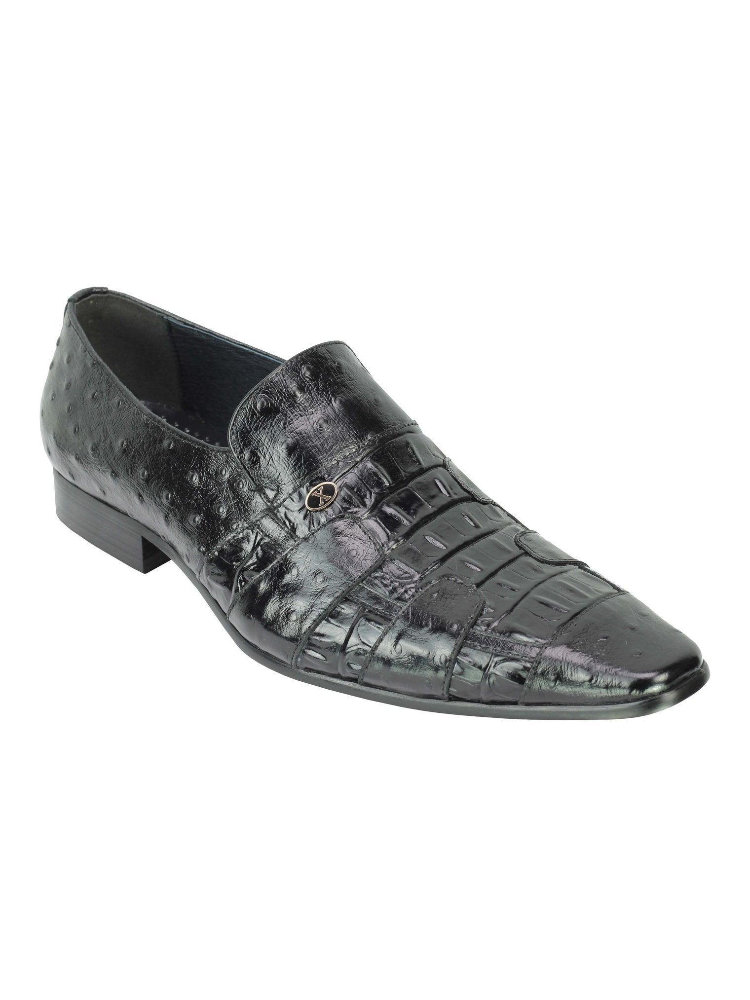 BLACK POLISHED PRINTED LOAFER