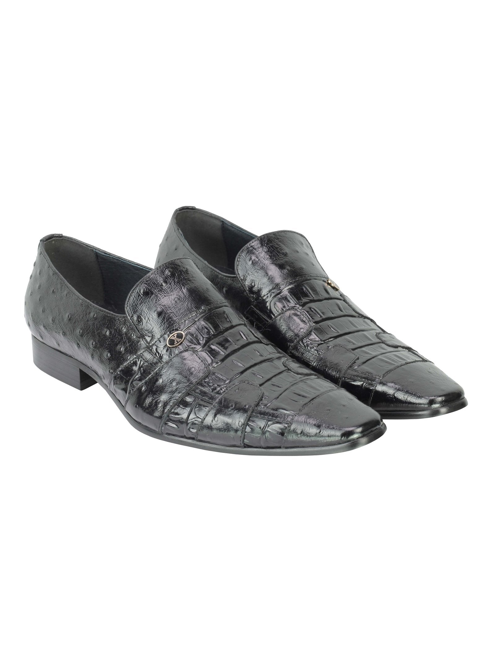 BLACK POLISHED PRINTED LOAFER
