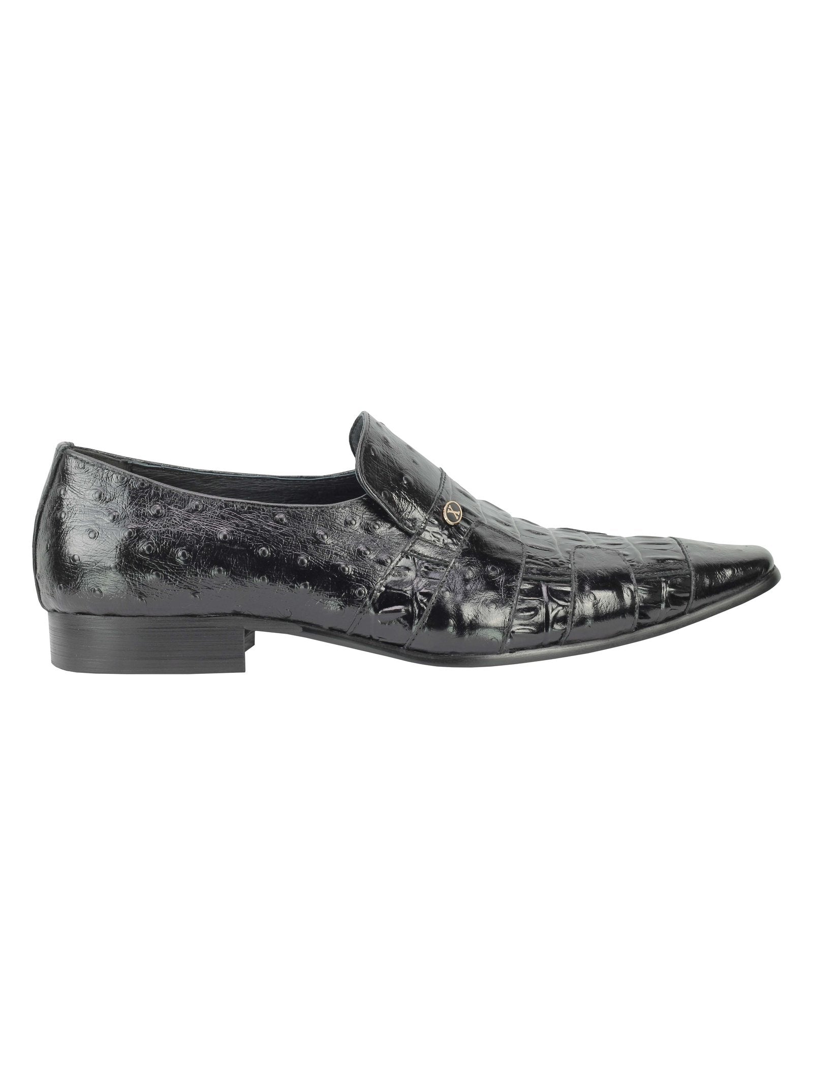 BLACK POLISHED PRINTED LOAFER