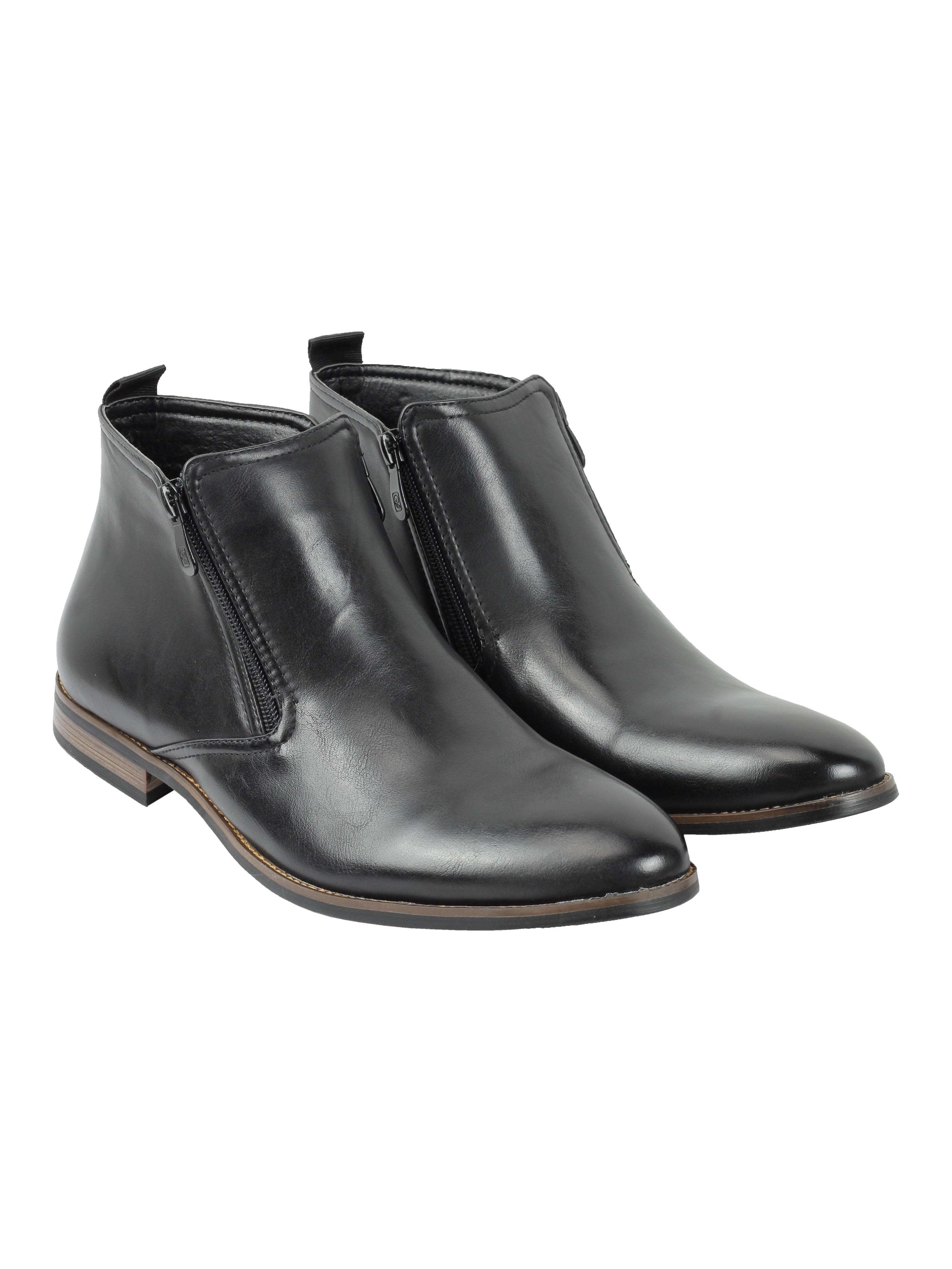 FAUX LEATHER LOW ANKLE CHELSEA BOOTS