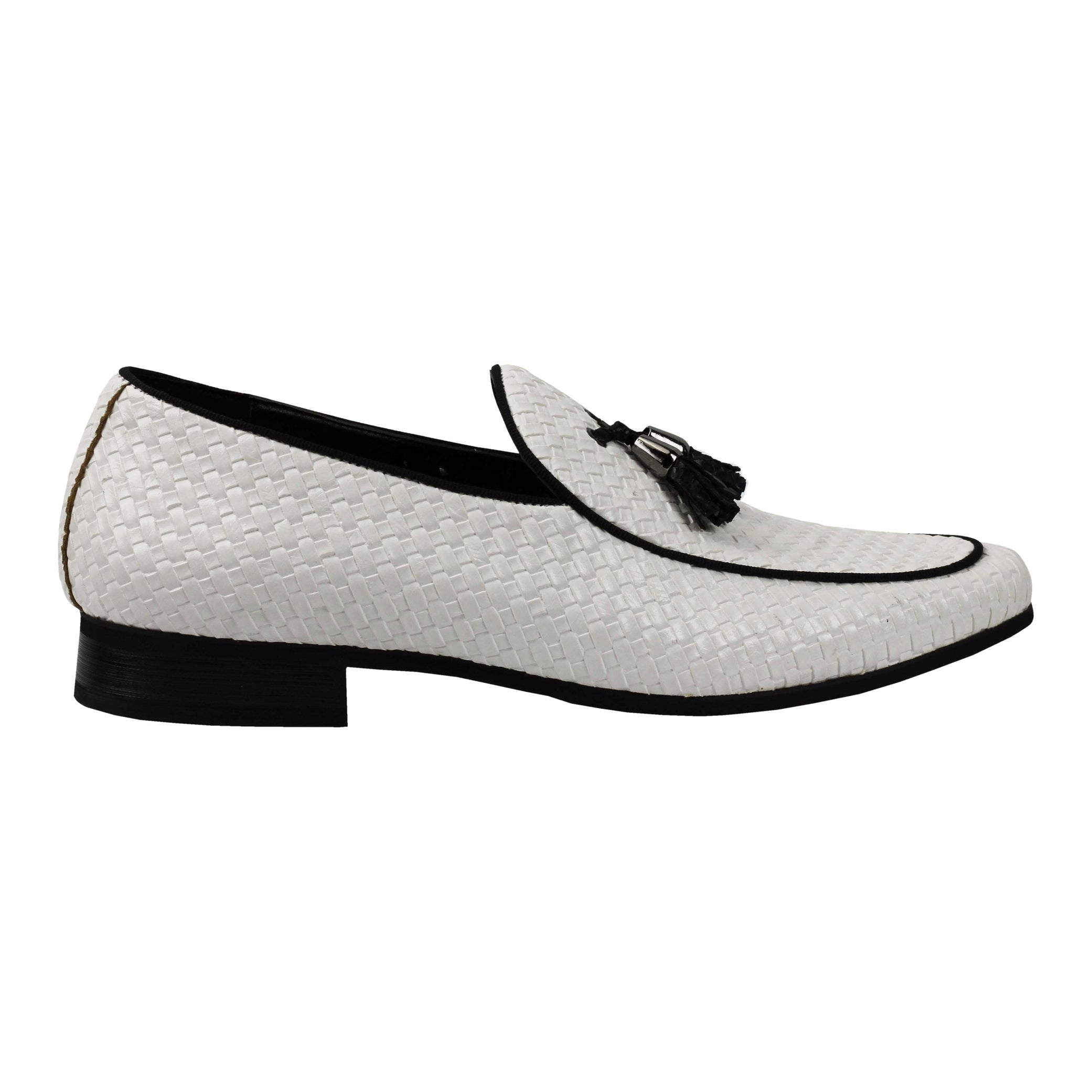 MENS VINTAGE WOVEN LEATHER LINED TASSEL MOCCASIN LOAFERS RETRO SMART CASUAL SHOES