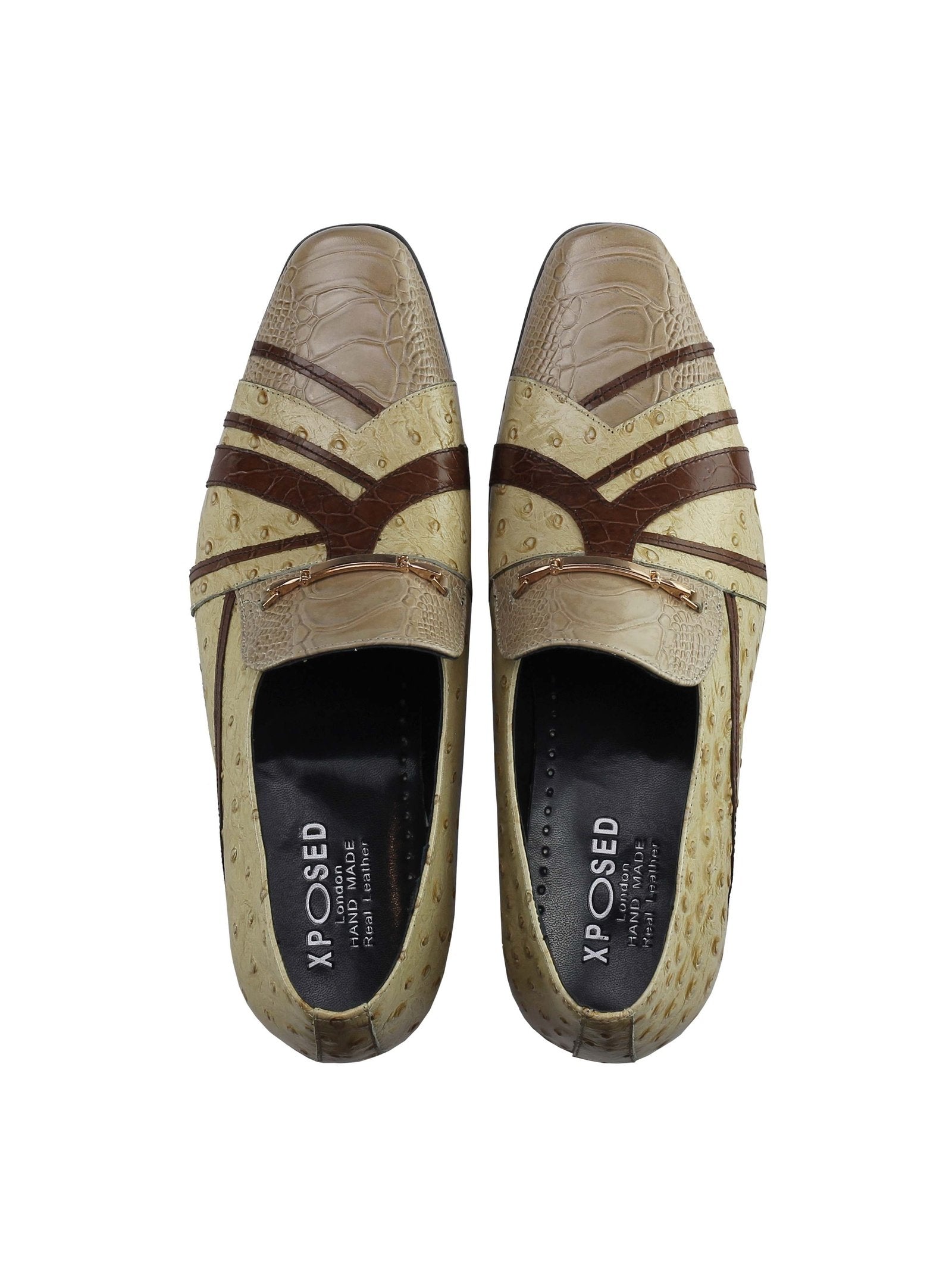 Real Leather Buckled Cream Shoes