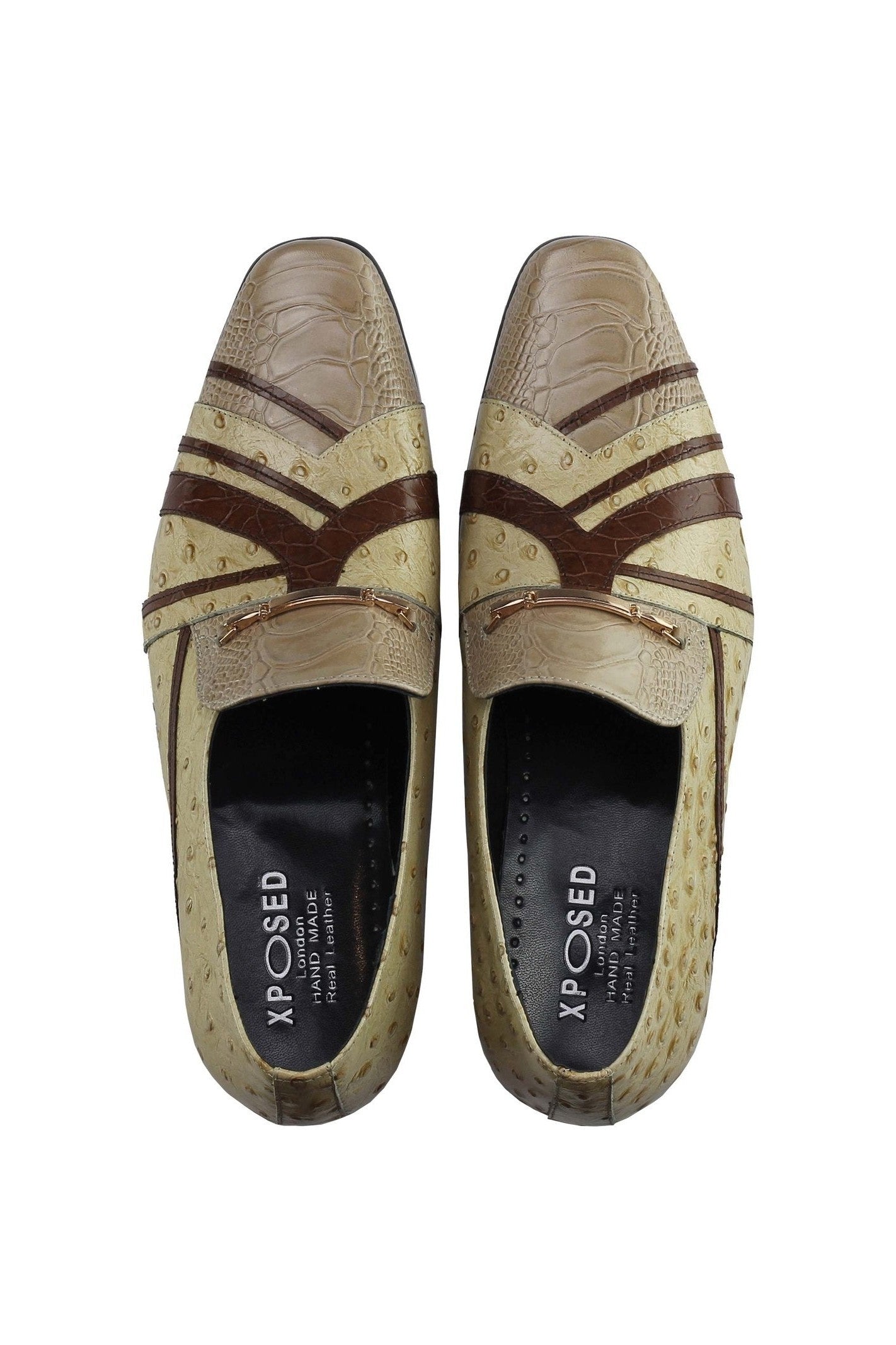 Real Leather Buckled Cream Shoes