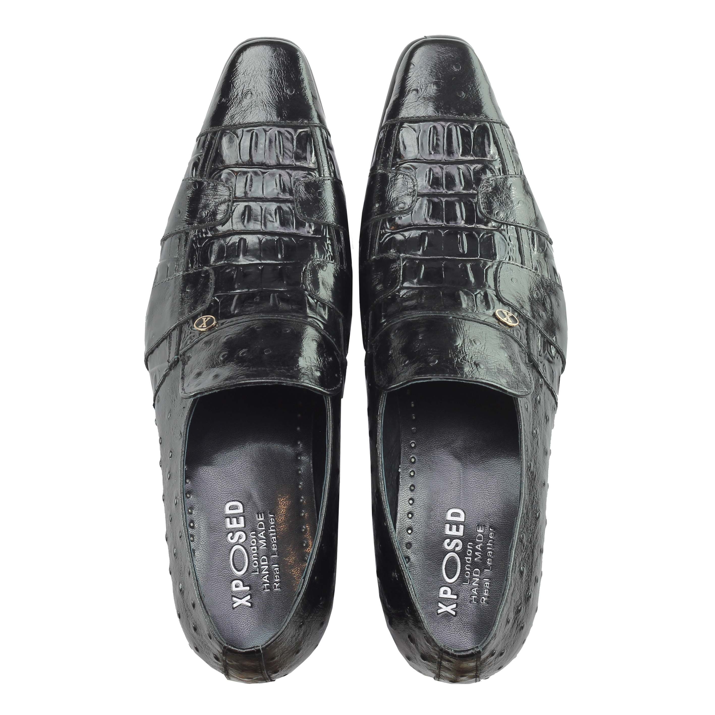 BLACK POLISHED PRINTED LOAFER