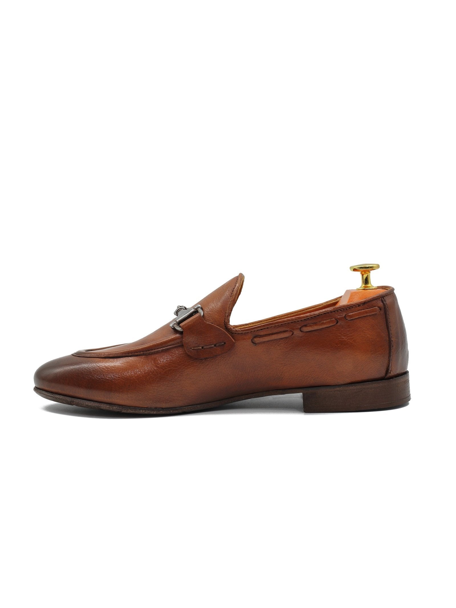 NAPLES 02 - ITALIAN LEATHER SNAFFLE BIT LOAFER IN BROWN