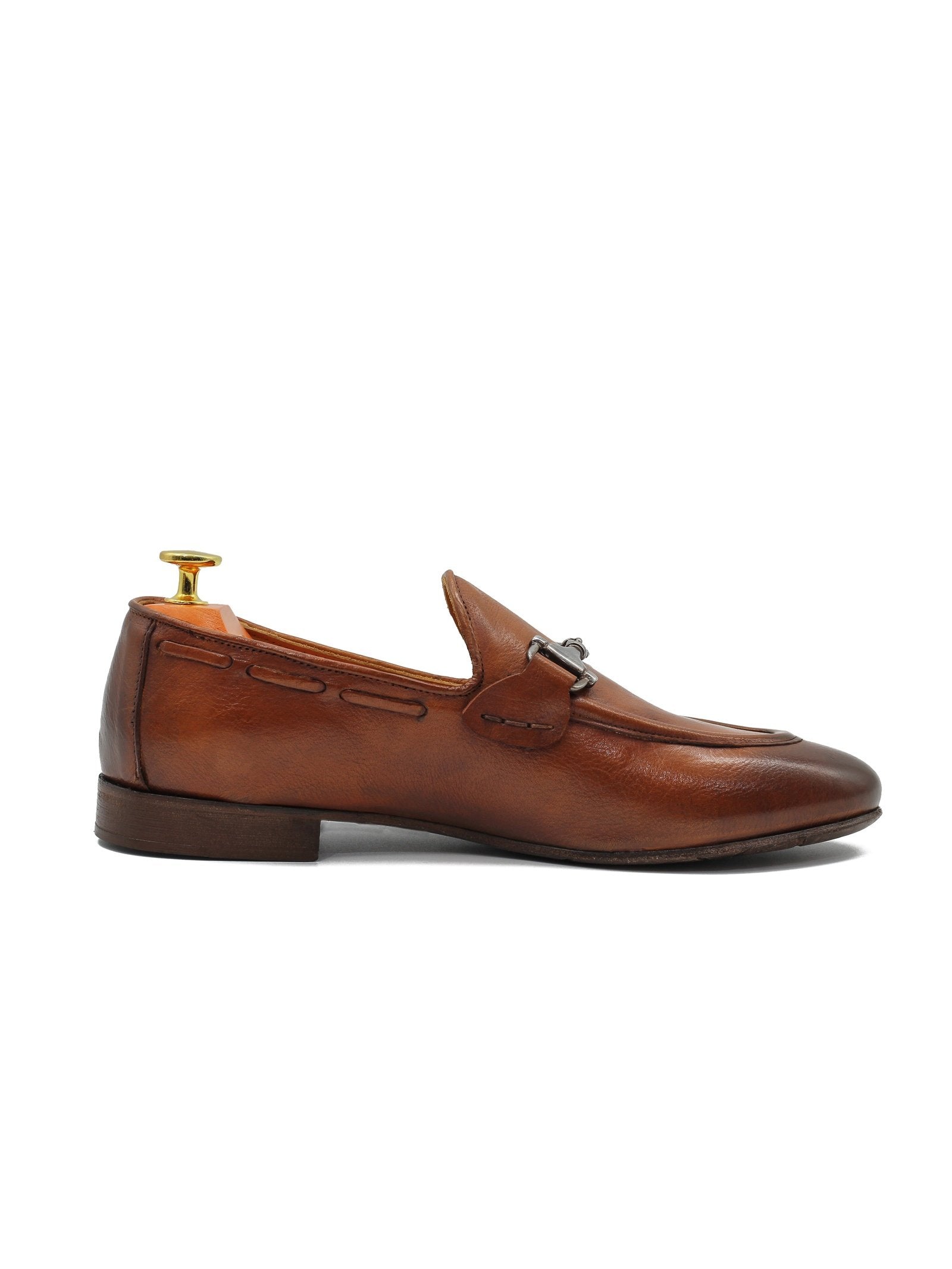 NAPLES 02 - ITALIAN LEATHER SNAFFLE BIT LOAFER IN BROWN