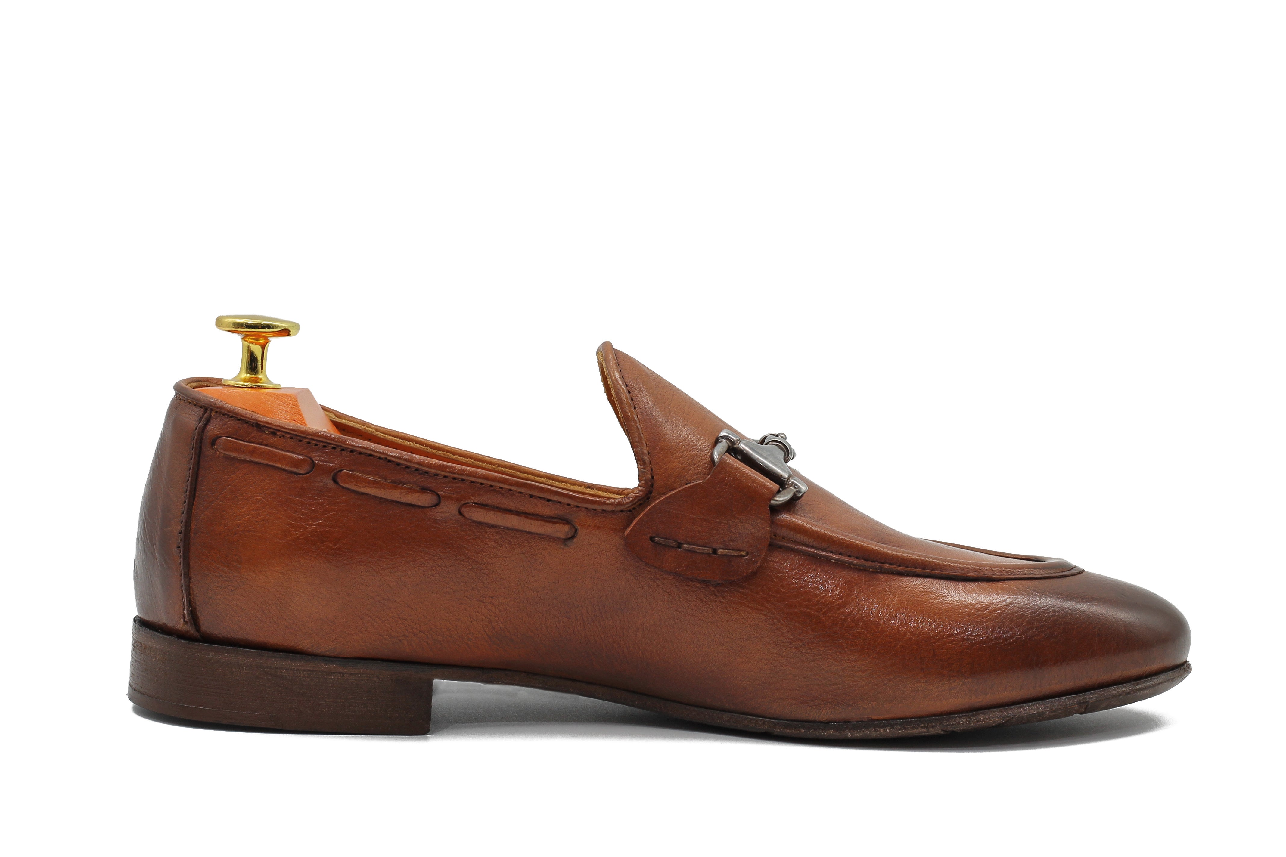 NAPLES 02 - ITALIAN LEATHER SNAFFLE BIT LOAFER IN BROWN