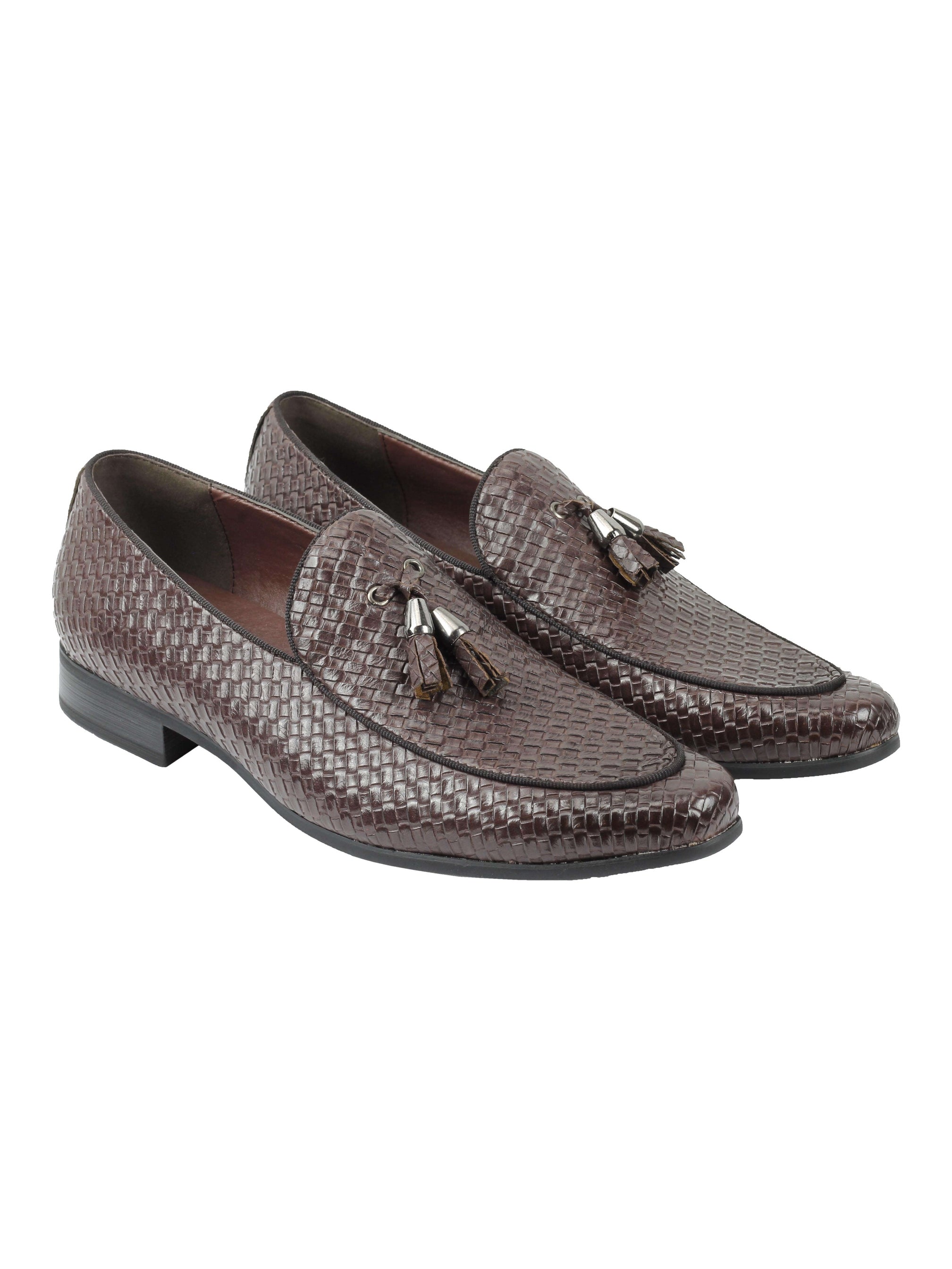 MENS VINTAGE WOVEN LEATHER LINED TASSEL MOCCASIN LOAFERS RETRO SMART CASUAL SHOES