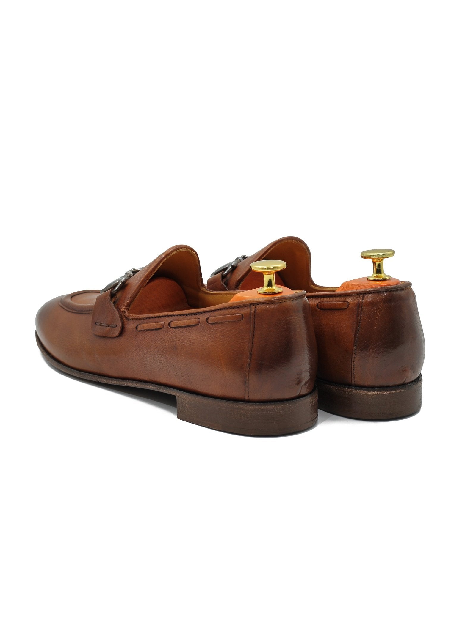 NAPLES 02 - ITALIAN LEATHER SNAFFLE BIT LOAFER IN BROWN