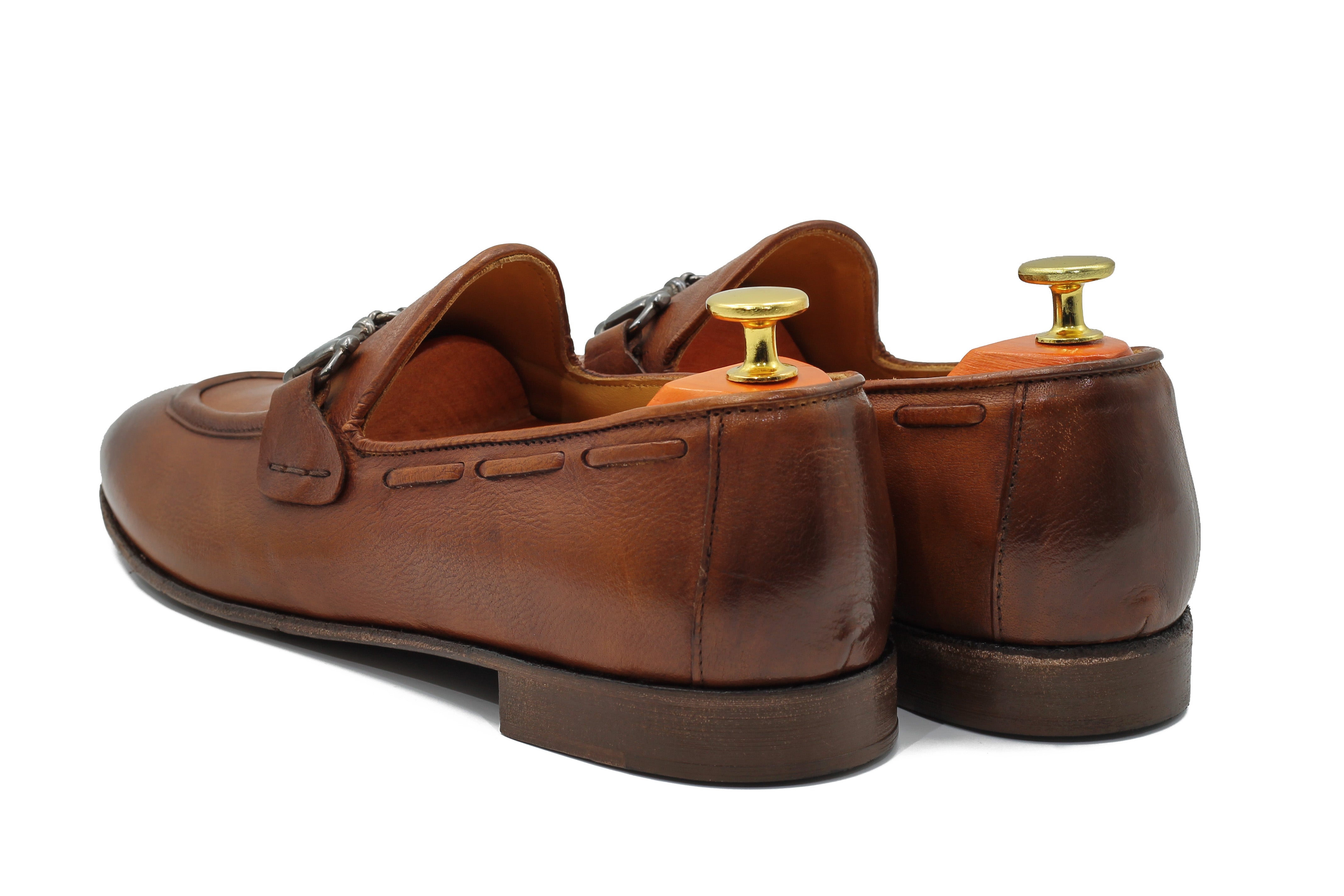 NAPLES 02 - ITALIAN LEATHER SNAFFLE BIT LOAFER IN BROWN