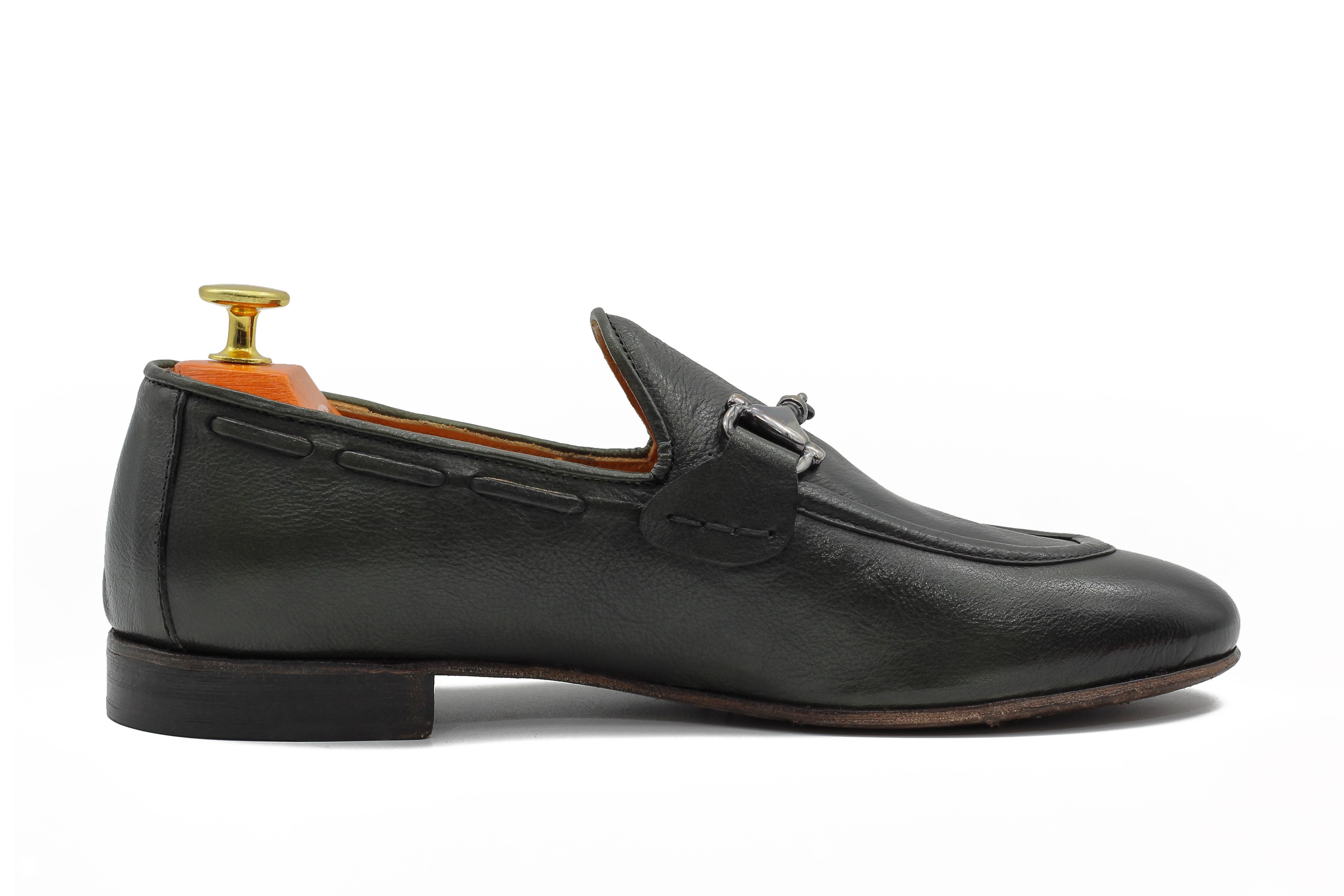 NAPLES 02 - ITALIAN LEATHER SNAFFLE BIT LOAFER IN GREEN