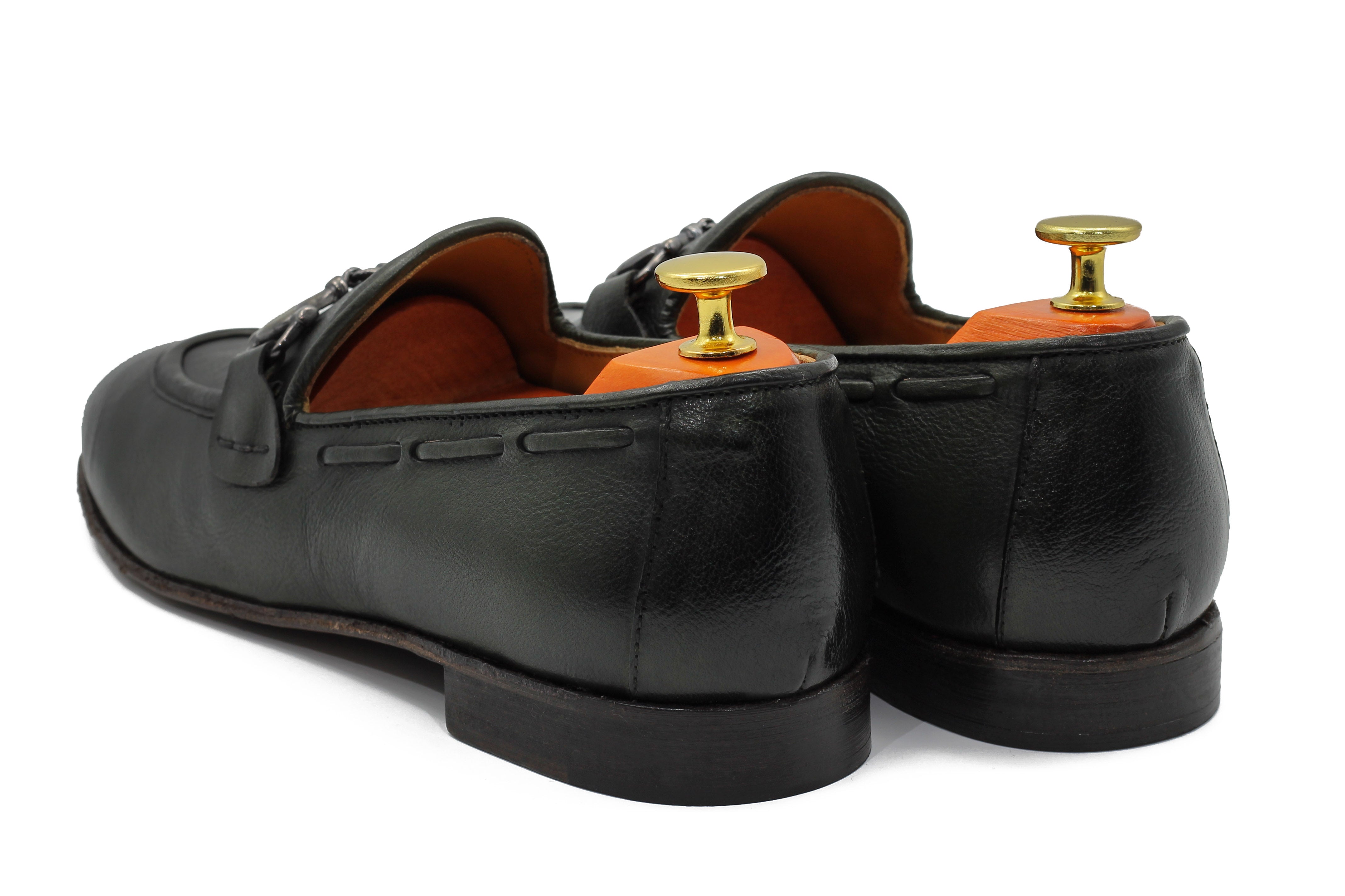 NAPLES 02 - ITALIAN LEATHER SNAFFLE BIT LOAFER IN GREEN