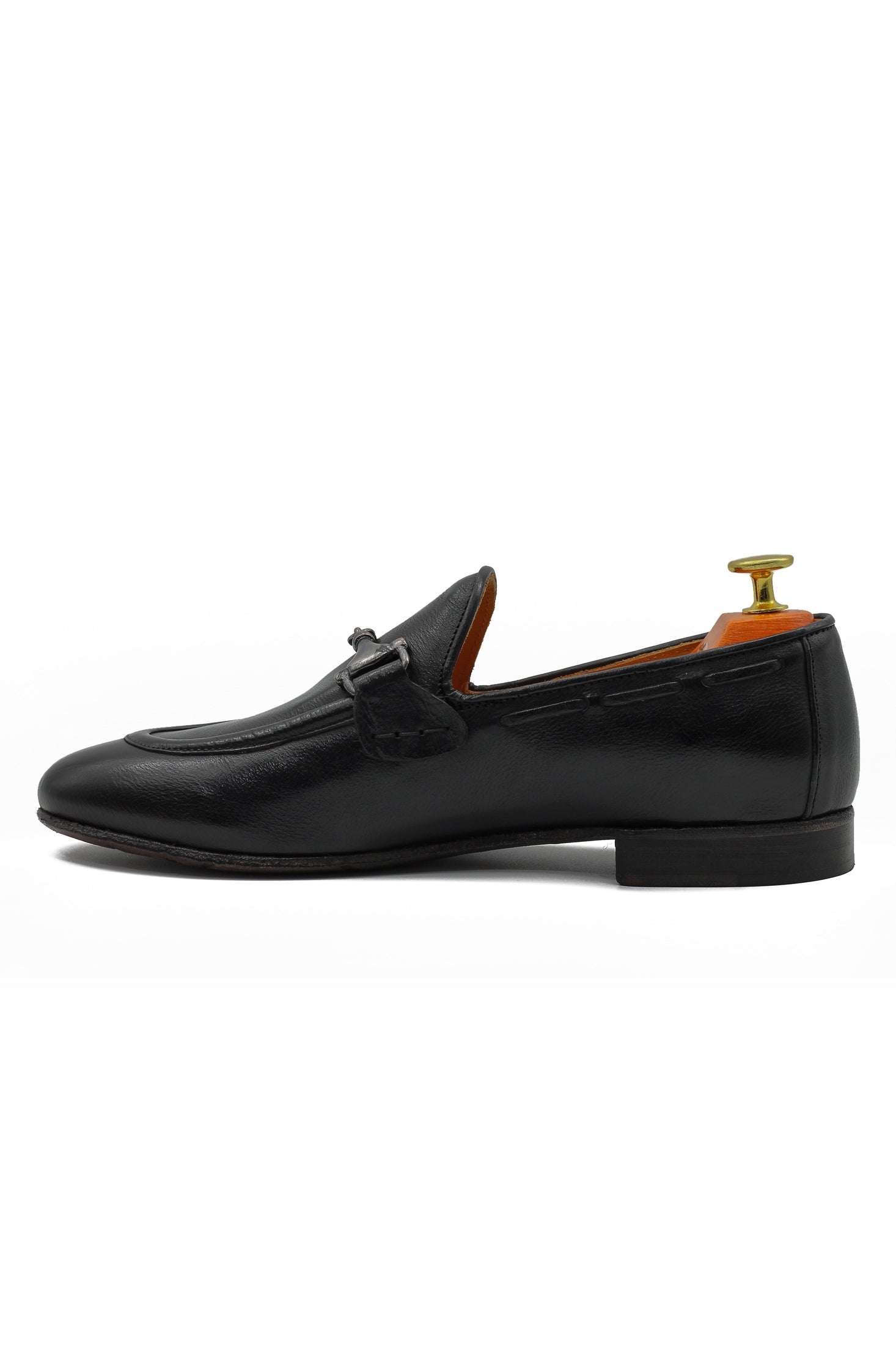 NAPLES 02 - ITALIAN LEATHER SNAFFLE BIT LOAFER IN BLACK