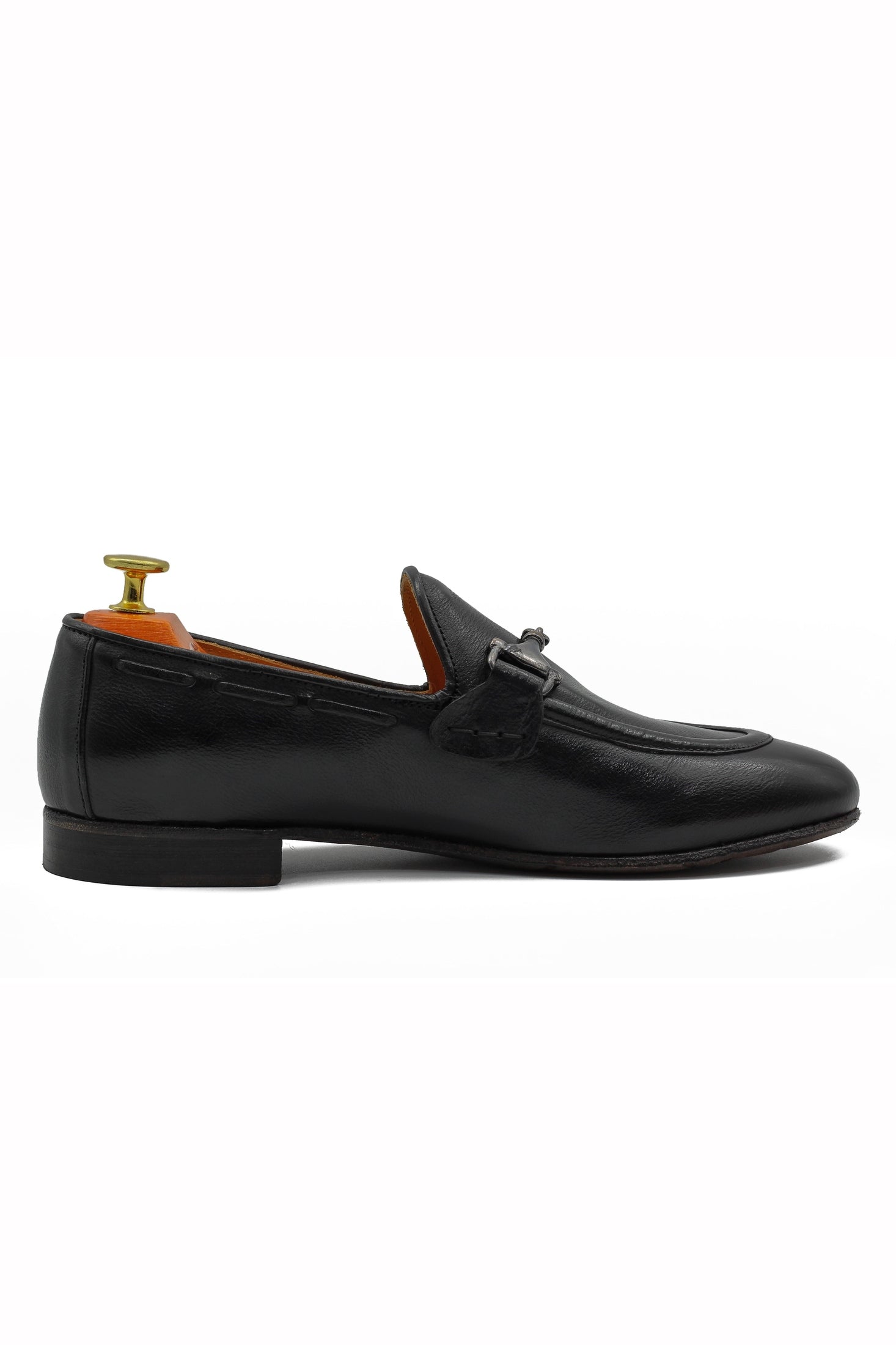 NAPLES 02 - ITALIAN LEATHER SNAFFLE BIT LOAFER IN BLACK