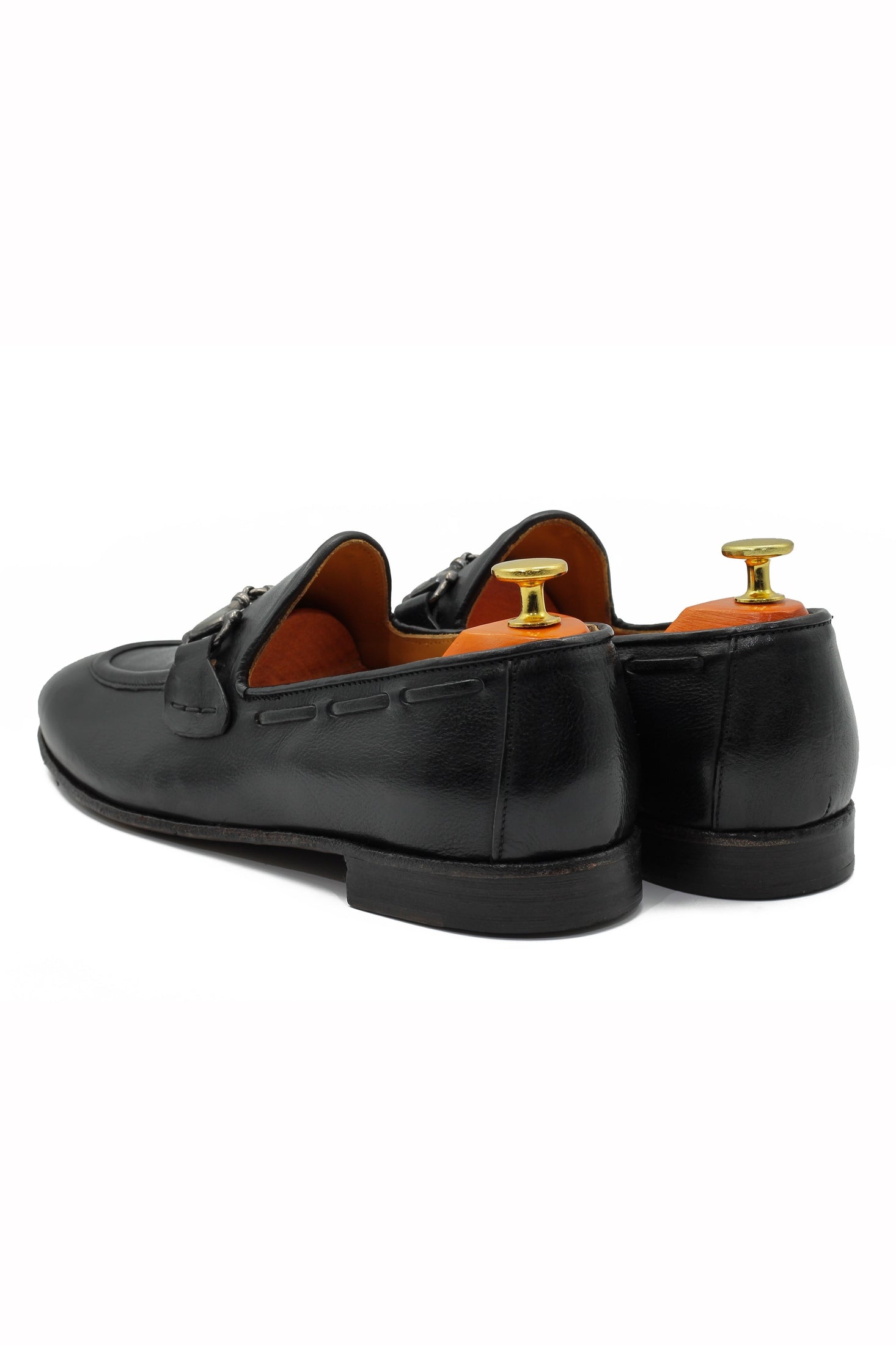 NAPLES 02 - ITALIAN LEATHER SNAFFLE BIT LOAFER IN BLACK