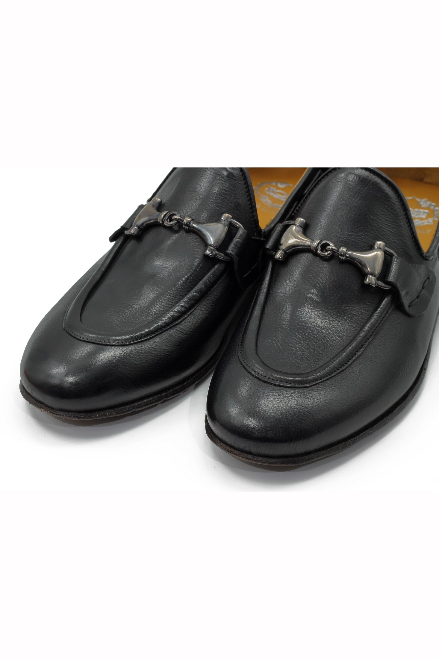 NAPLES 02 - ITALIAN LEATHER SNAFFLE BIT LOAFER IN BLACK