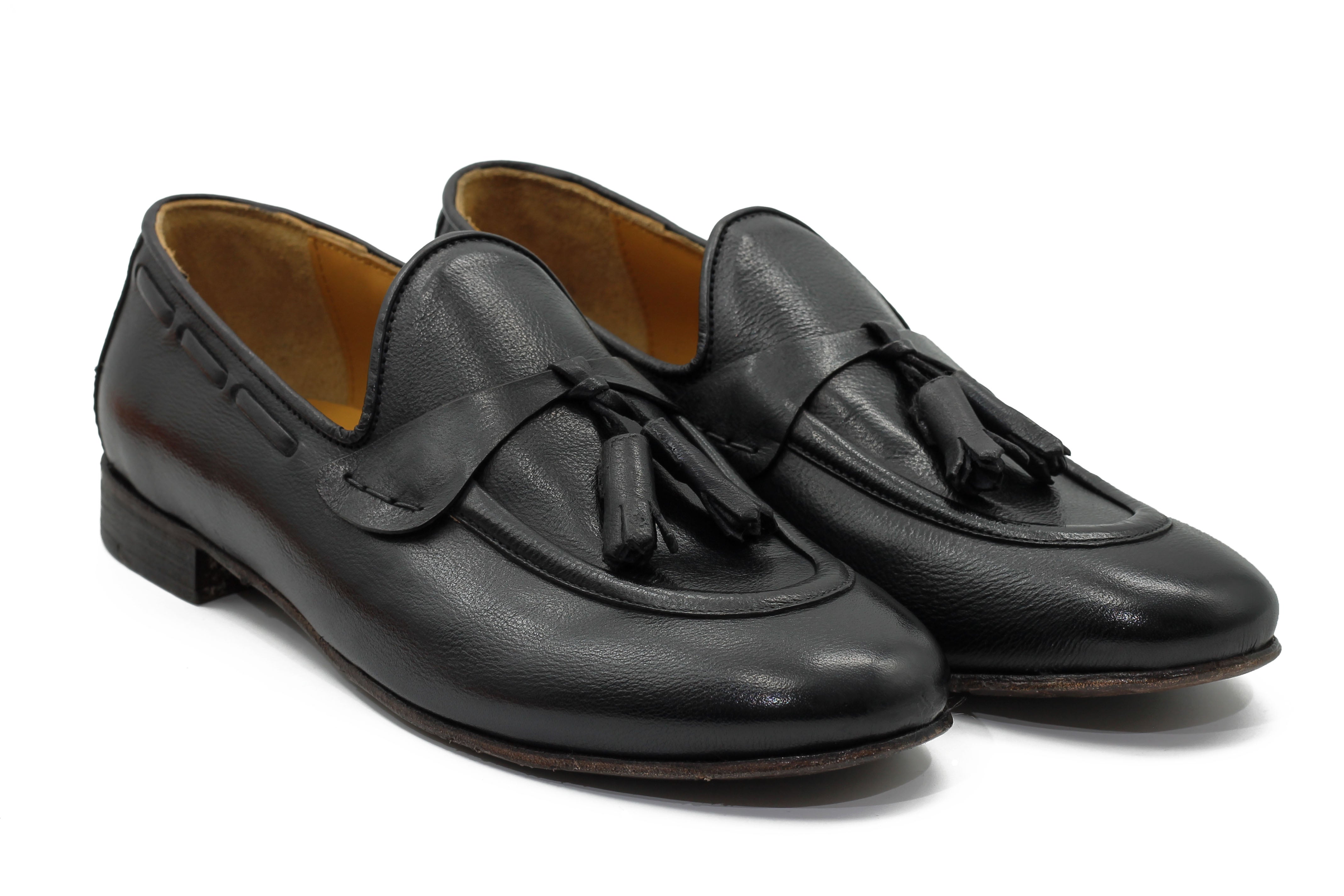 NAPLES 03 – TASSEL LOAFERS BLACK ITALIAN LEATHER